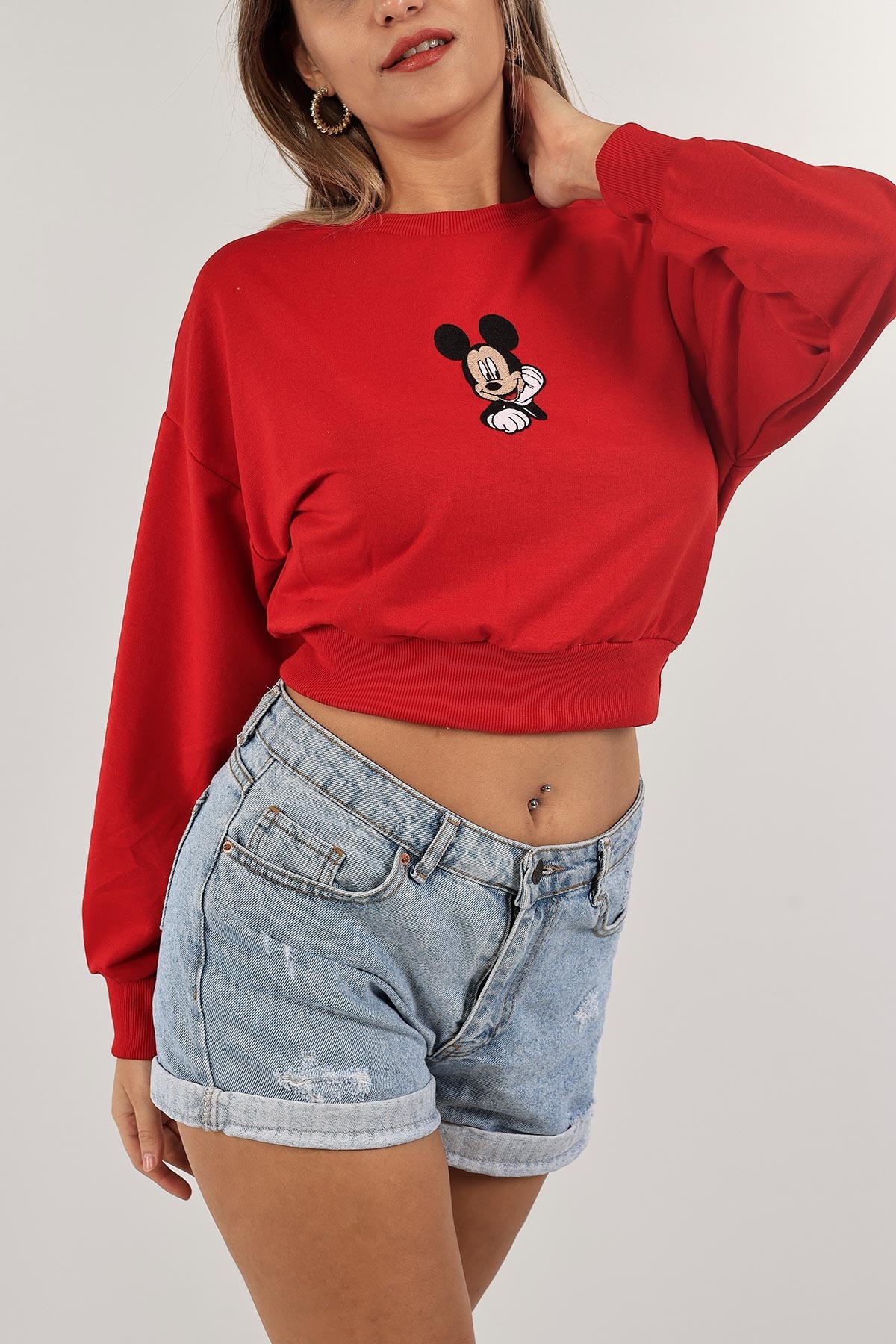 Kırmızı Nakışlı İki İp Sweat 132761