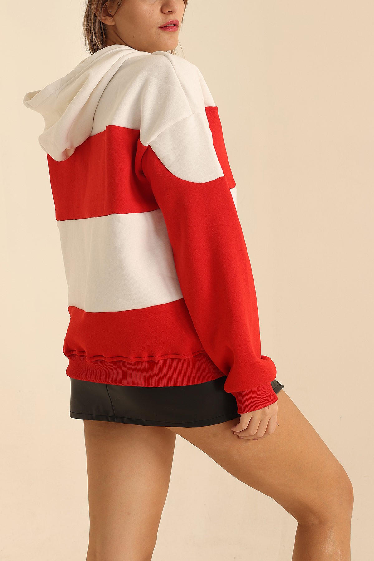 Kırmızı Nakışlı Şardonlu Owersize Sweat 216700