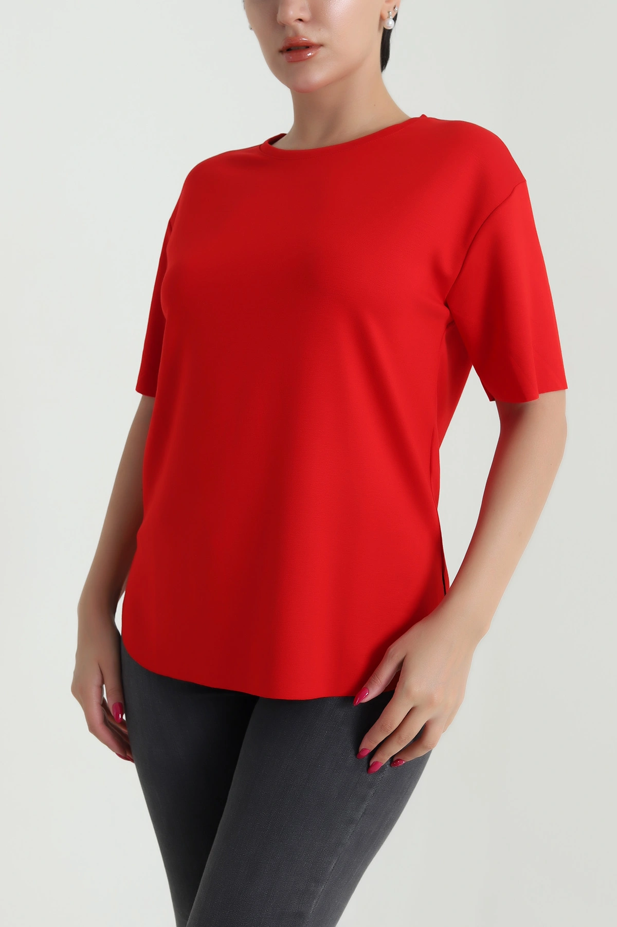 Kırmızı Oval Kesim Oysho Kadın Tişört 474965