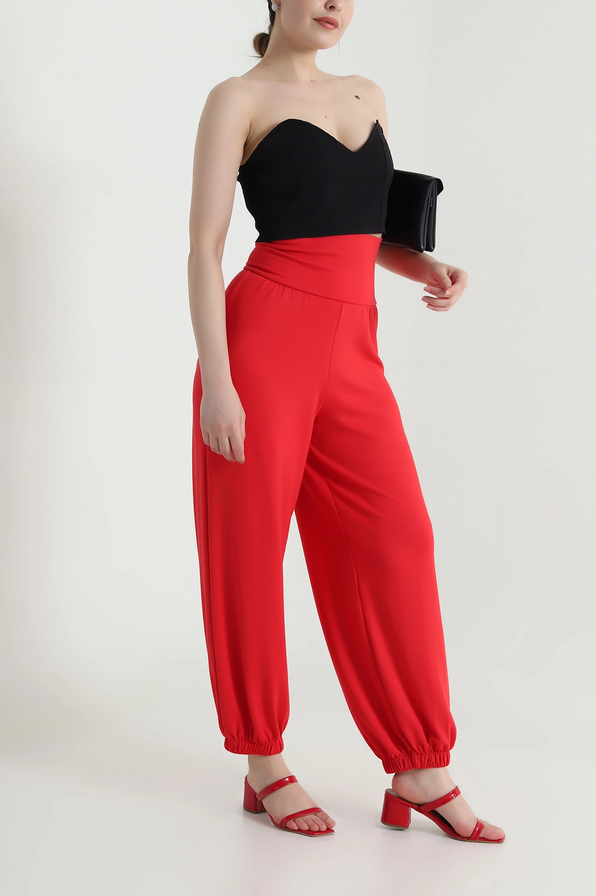 Kırmızı Paça Lastikli Oysho Kadın Pantolon 465324