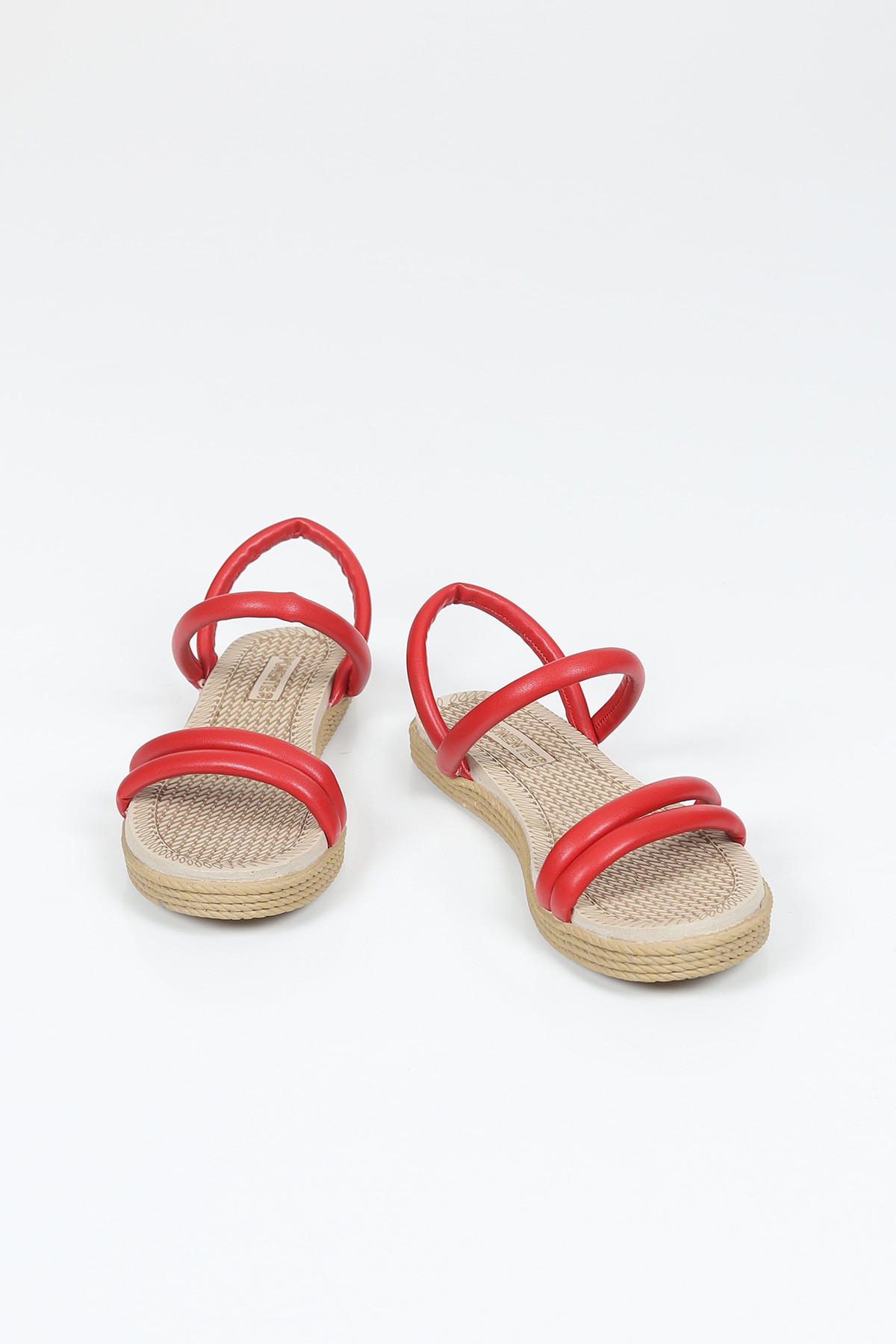 Kırmızı Pofidik Bantlı Kadın Sandalet 109580