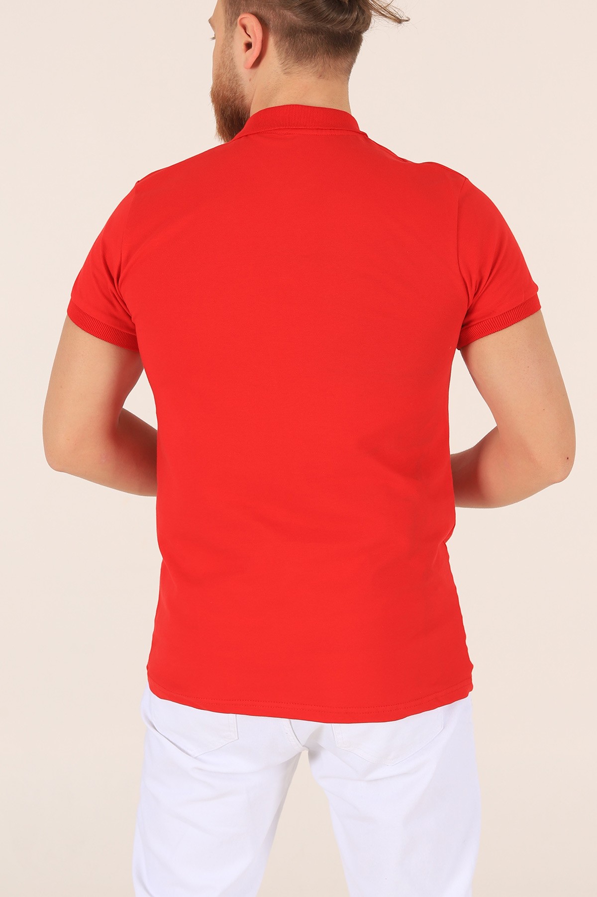 Kırmızı Polo Yaka Dügmeli Erkek Tişört 171491