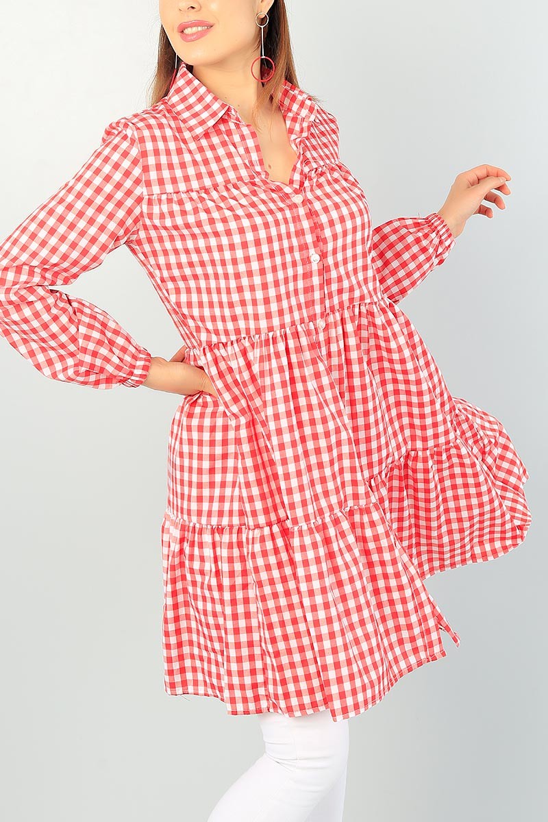Kırmızı Pötikareli Dokuma Tunik 66570