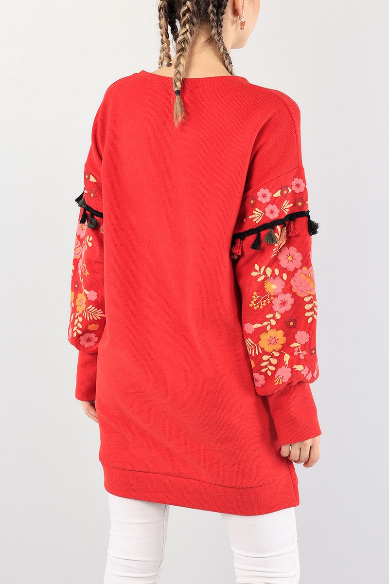Kırmızı Püsküllü Selanik Triko Tunik 88553