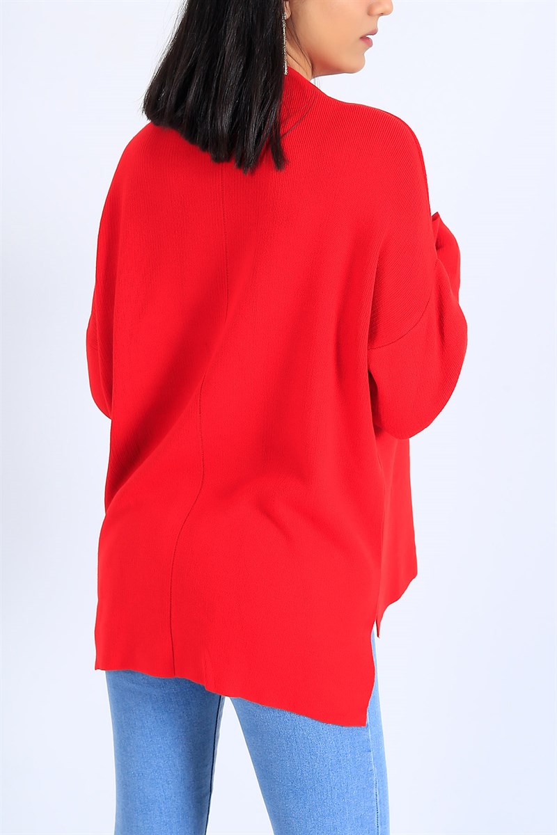Kırmızı Salaş Bayan Triko Kazak 25742B