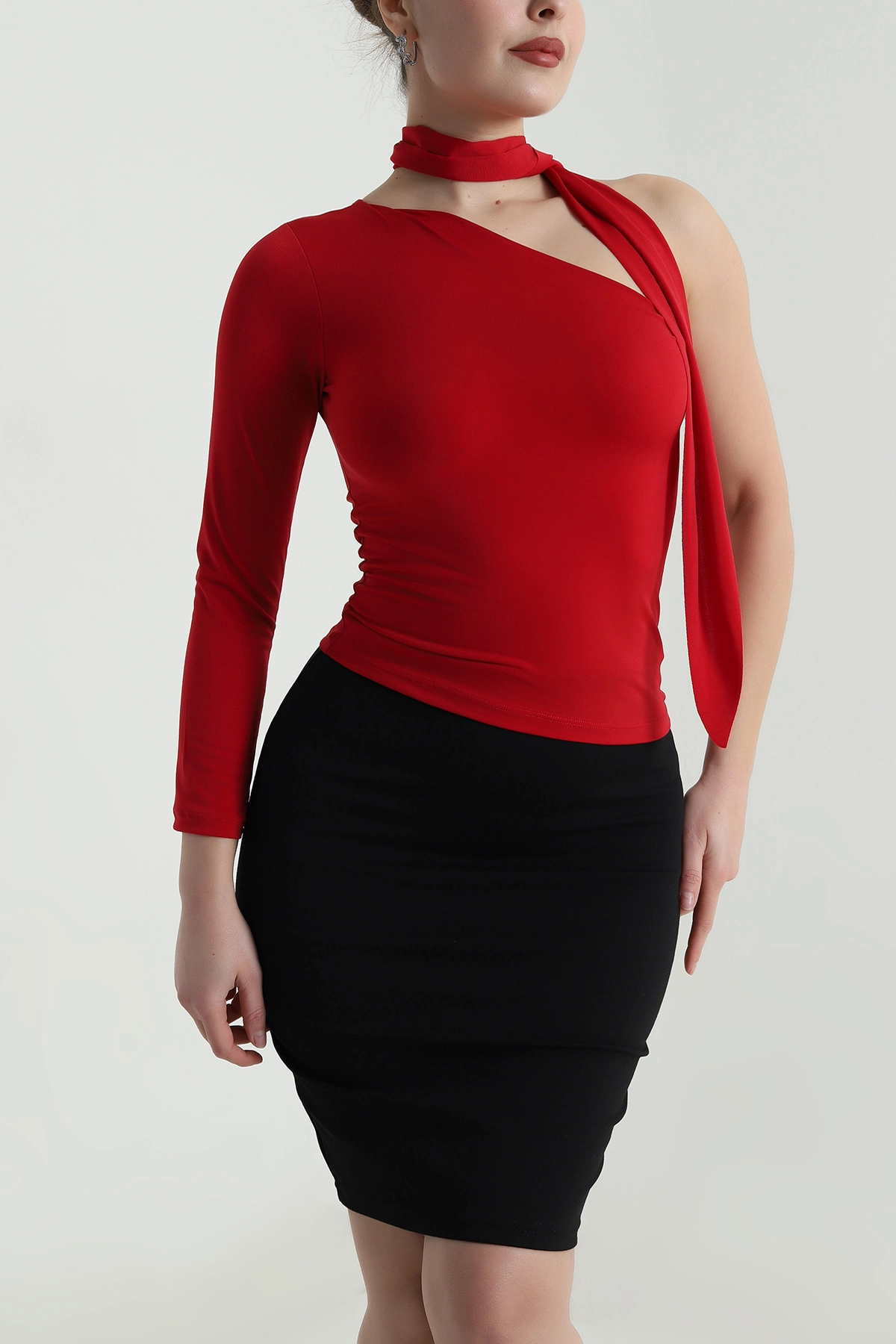 Kırmızı Sandy Fularlı Kadın Bluz 496851