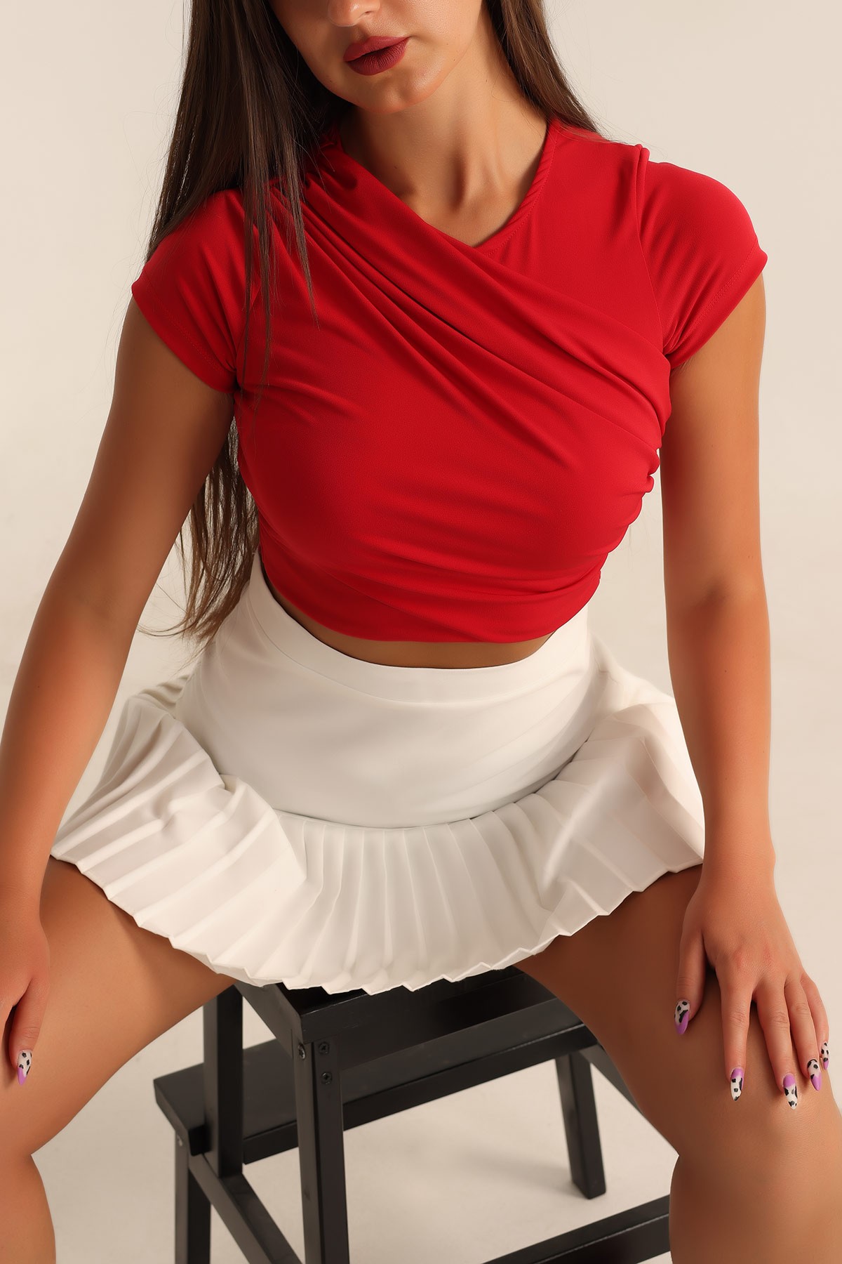Kırmızı Sandy Kumaş Bluz 190568