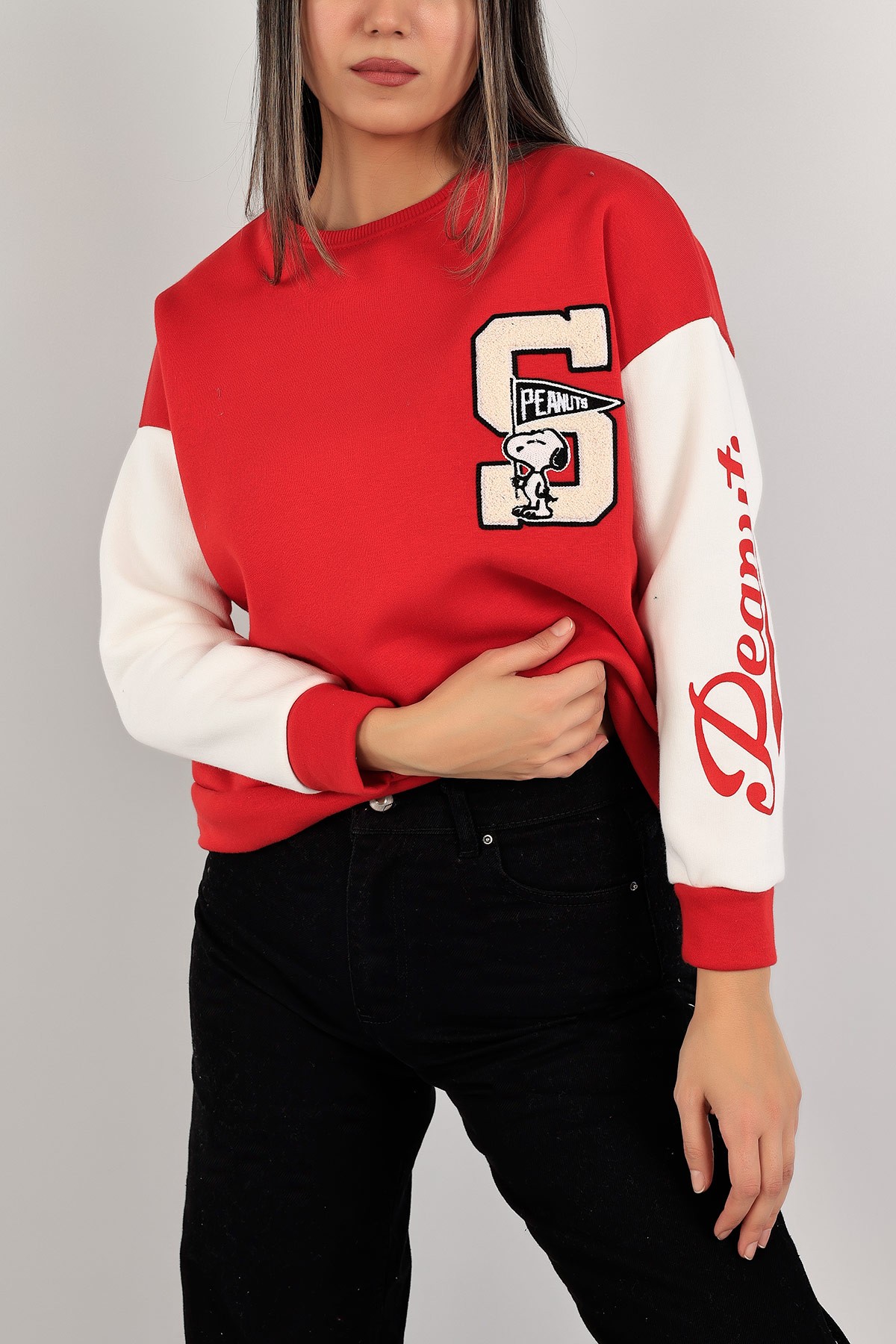 Kırmızı Şardonlu Süzene Nakışlı Sweat 143198