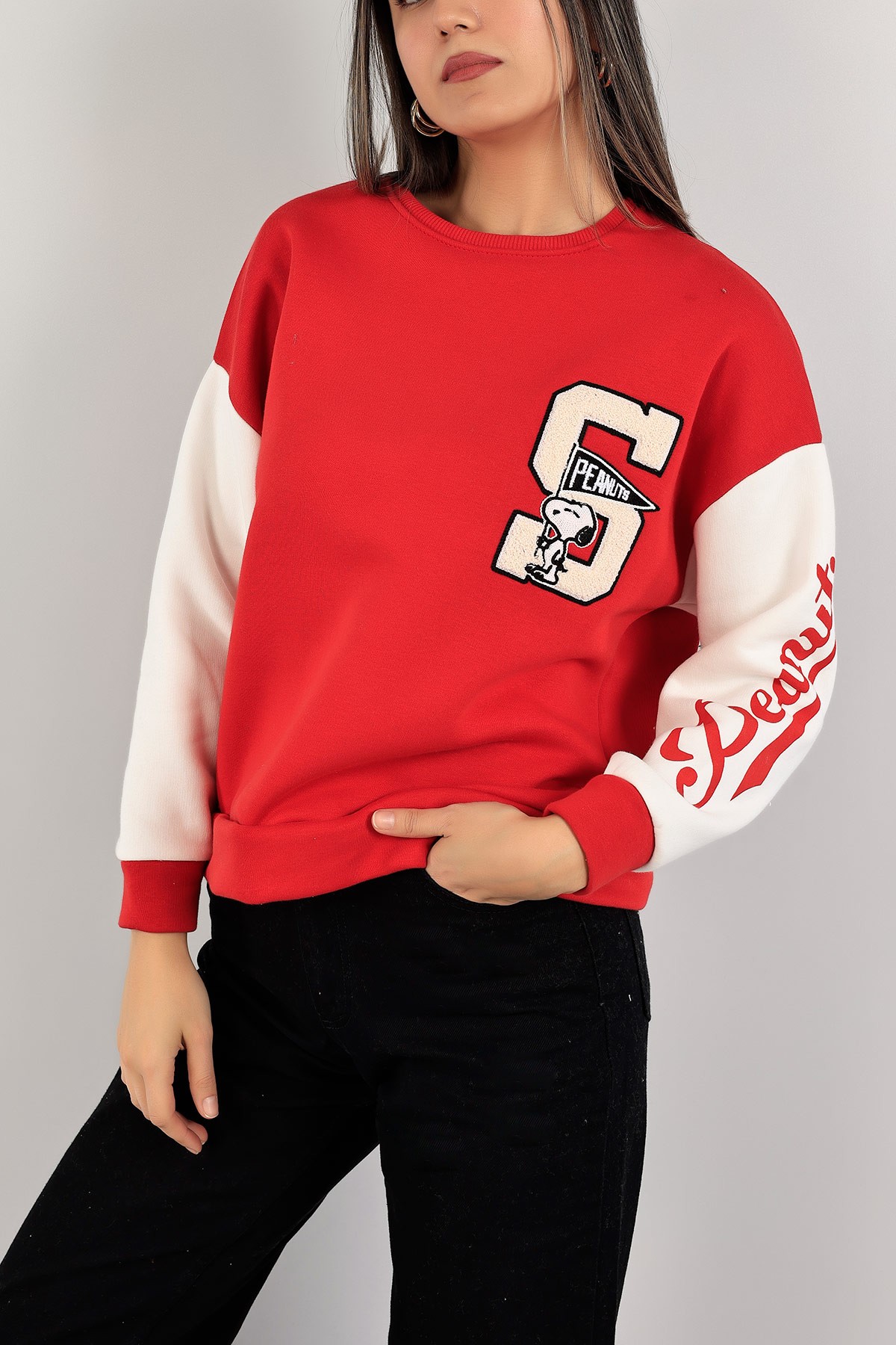 Kırmızı Şardonlu Süzene Nakışlı Sweat 143198