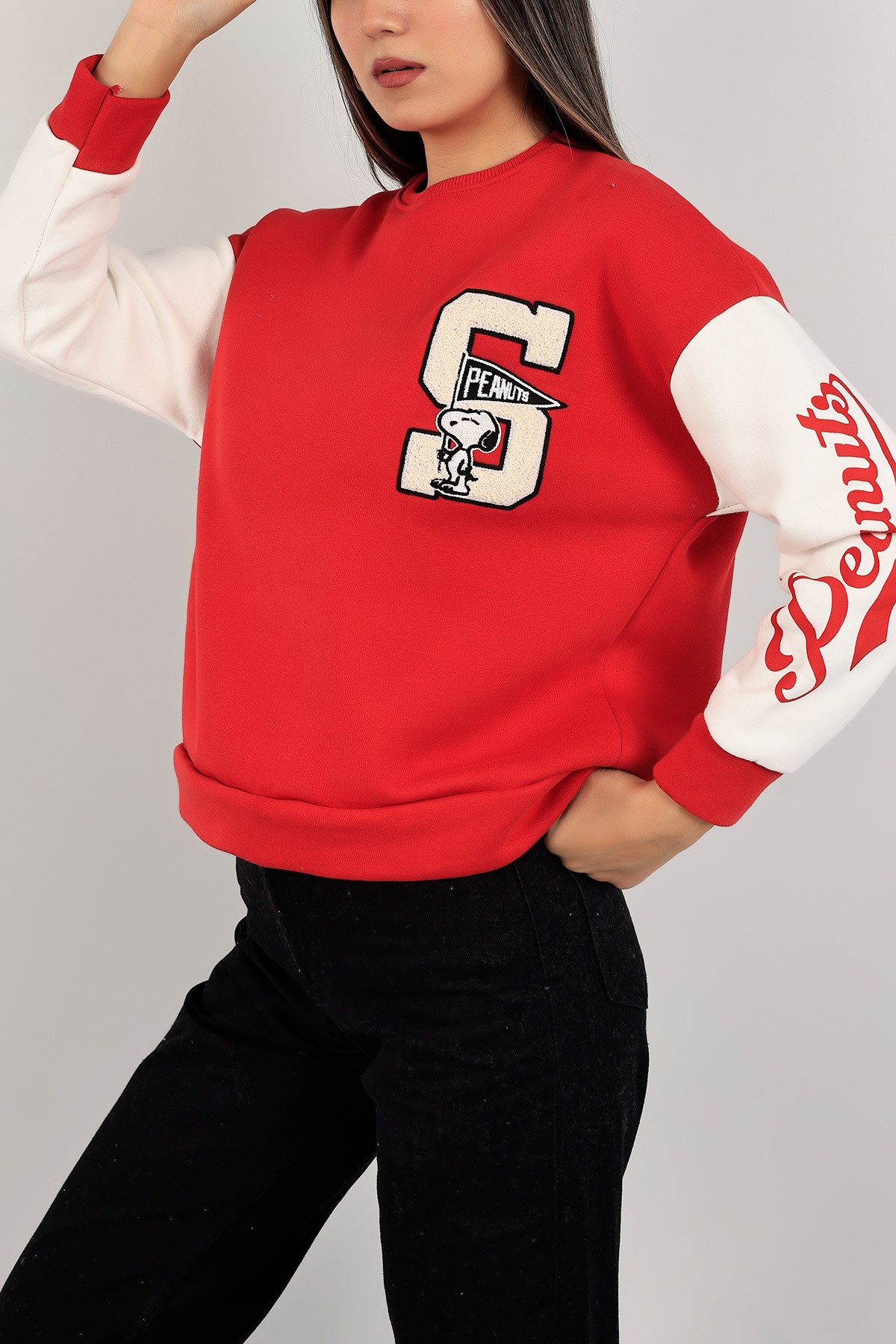 Kırmızı Şardonlu Süzene Nakışlı Sweat 143198