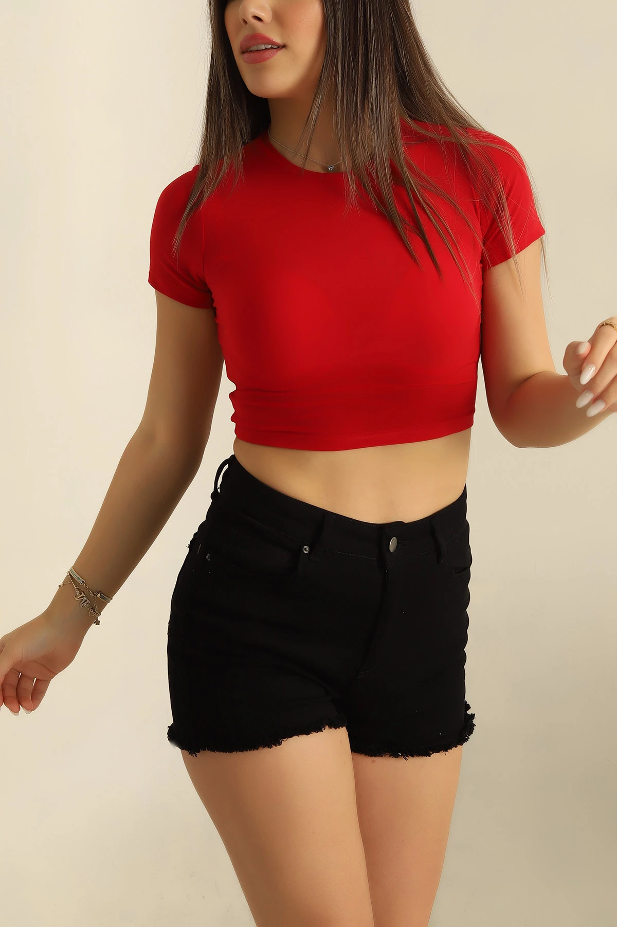 Kırmızı Sendy Kumaş Bluz 268104