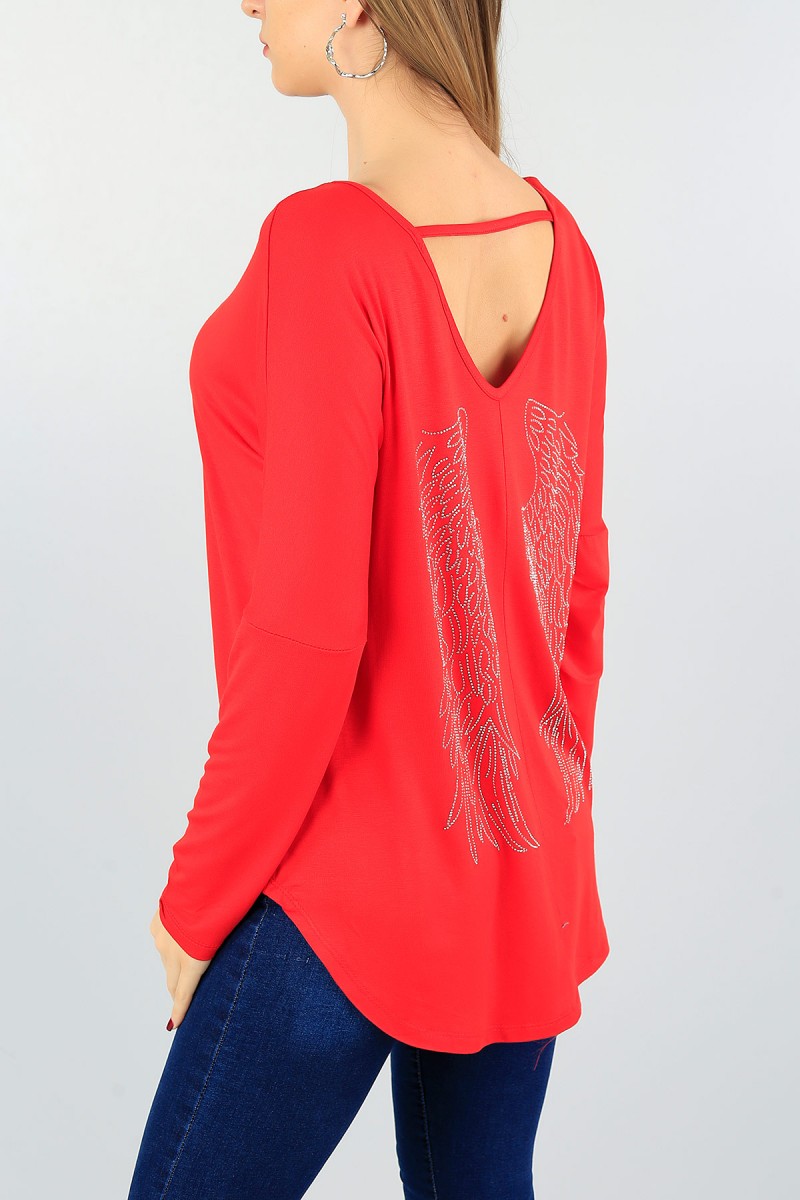 Kırmızı Sırt Detay Bluz 59162