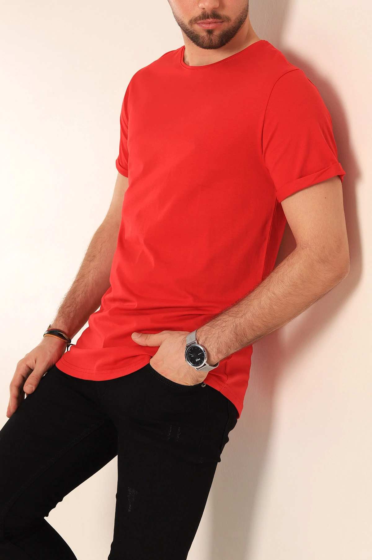Kırmızı Sırt Dikişli Erkek Tişört 169760