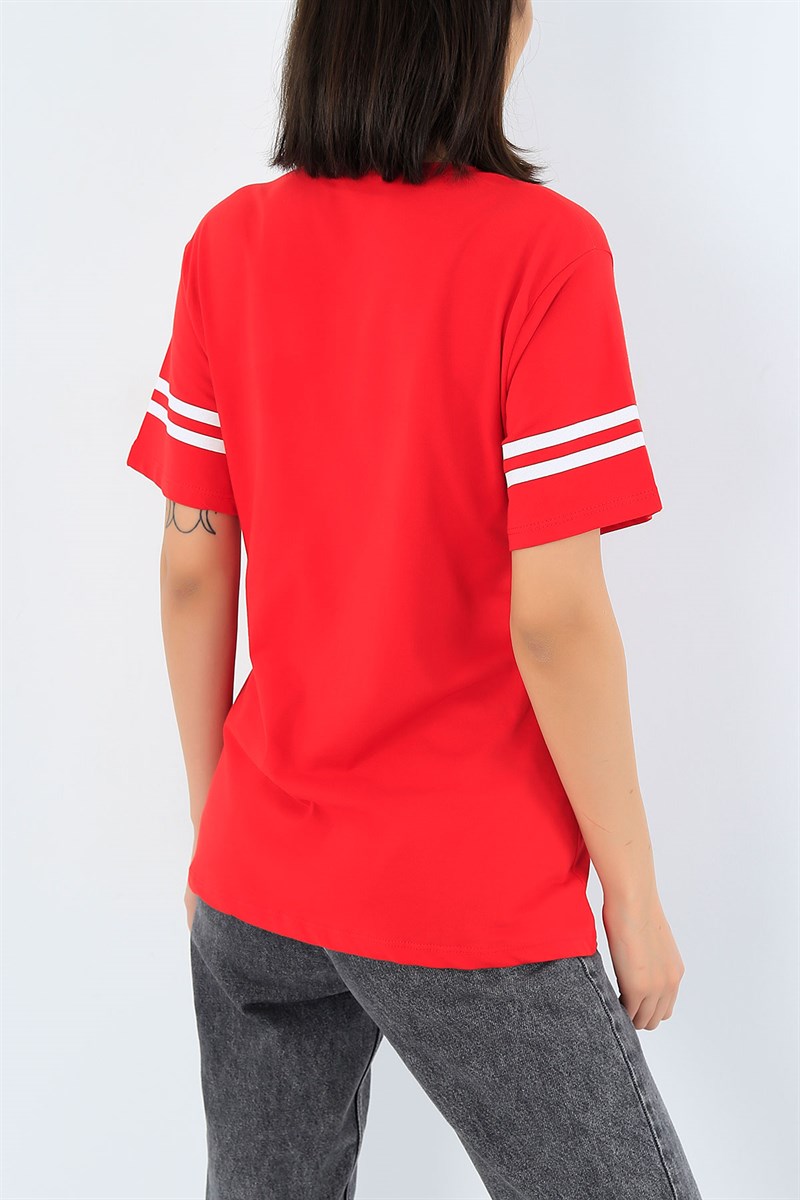 Kırmızı Snoopy Baskılı Bayan Tişört 32872