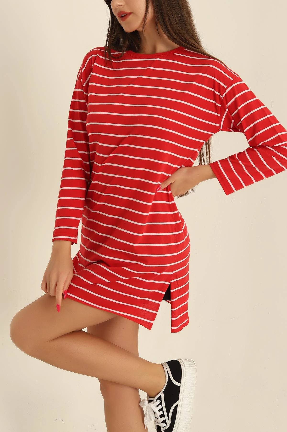 Kırmızı Süprem Çizgili Tunik 281666