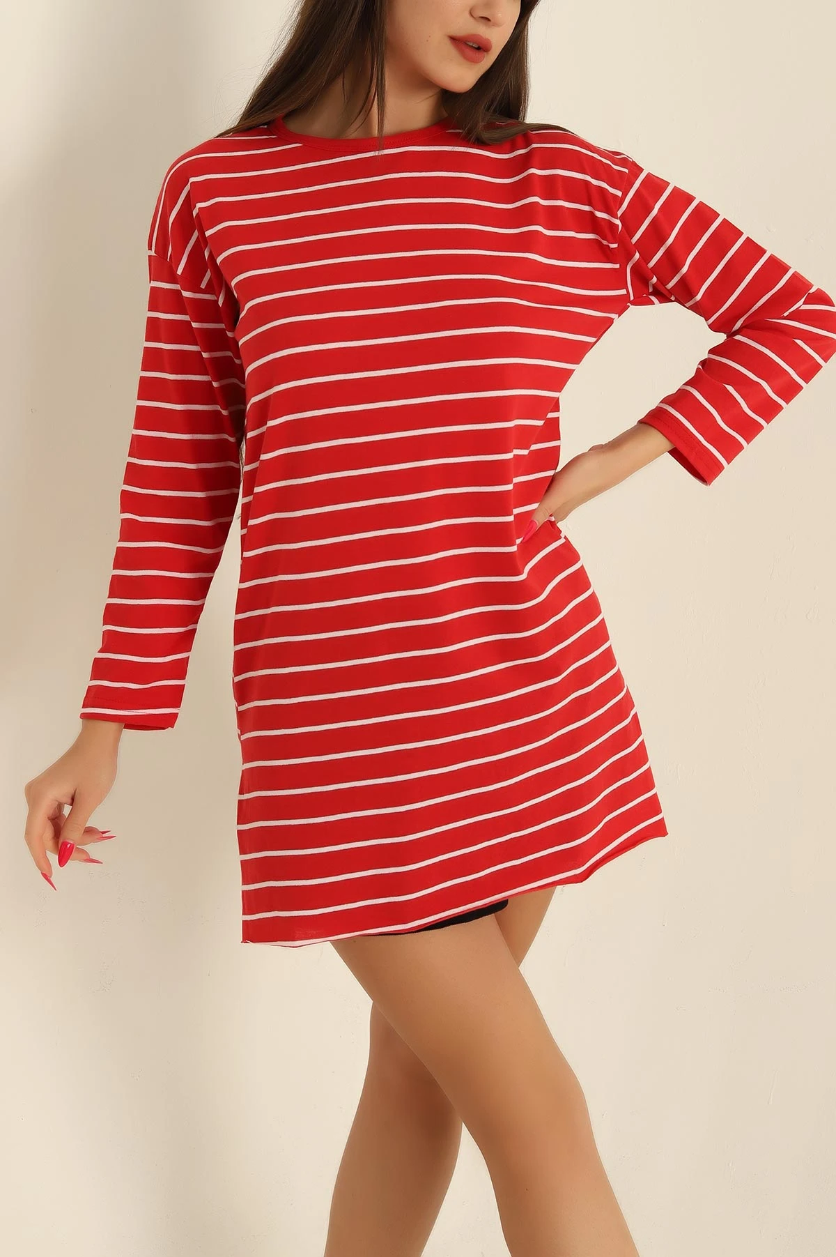 Kırmızı Süprem Çizgili Tunik 281666