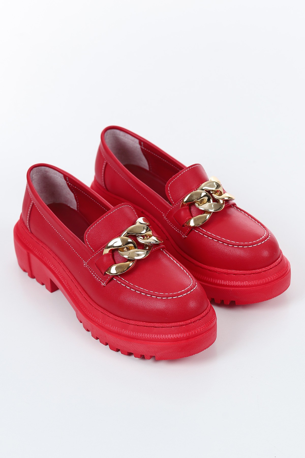Kırmızı Tokalı Kalın Taban Loafer Ayakkabı 157382