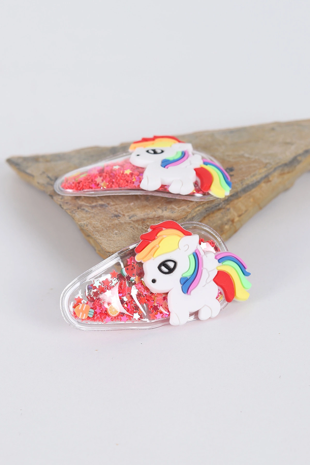 Kırmızı Unicorn Figürlü Simli Çıt Çıt Toka 298792