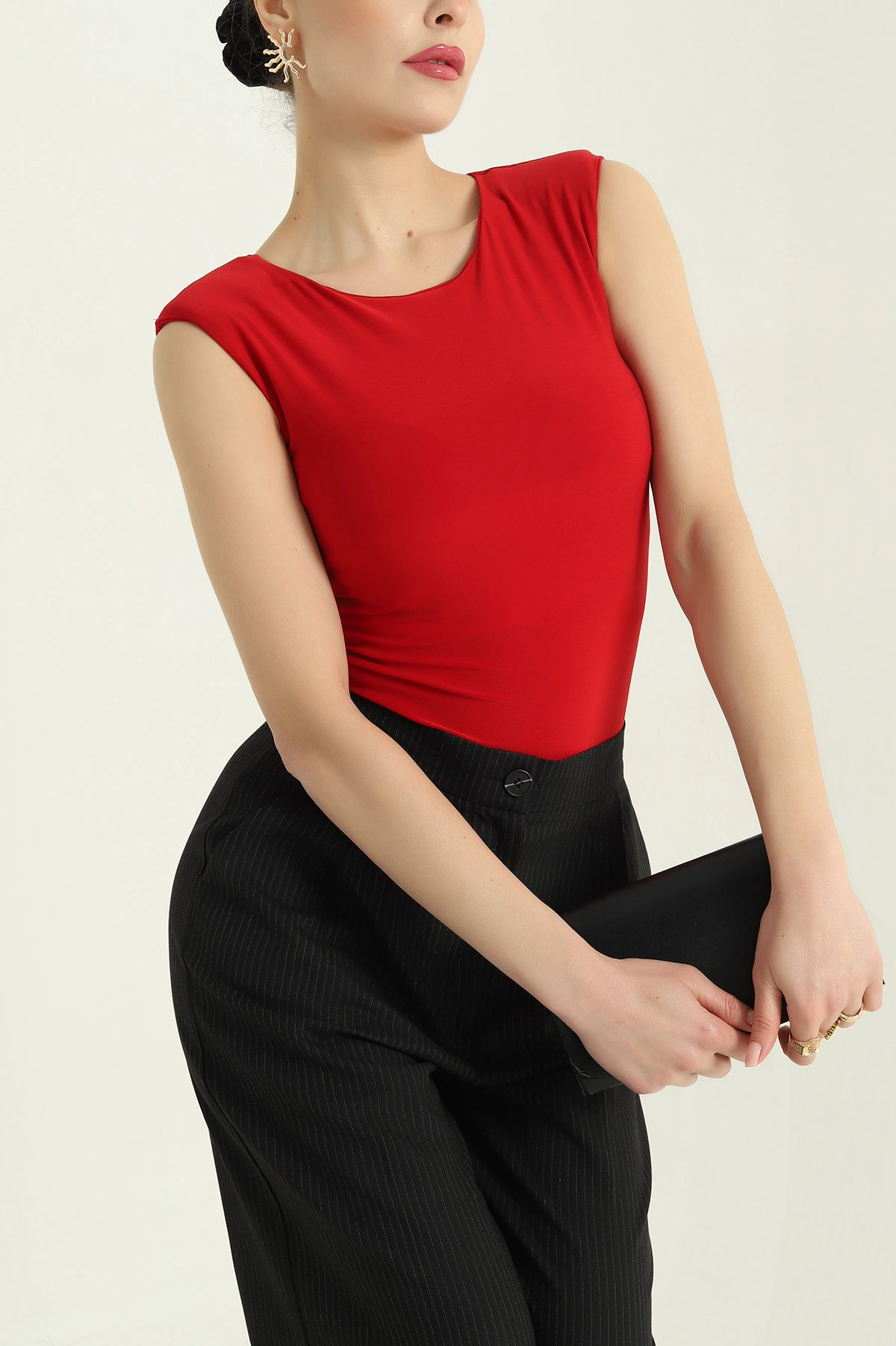 Kırmızı Vatkalı Sandy Zıbın Bluz 336431