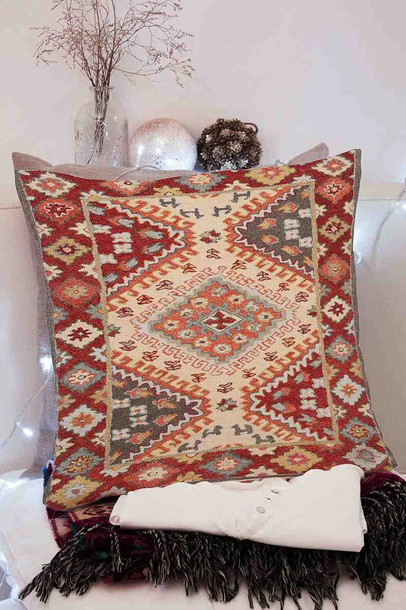Turuncu 43x43 Dijital Baskılı Fermuarlı Modern Kırlent Kılıfı 252254