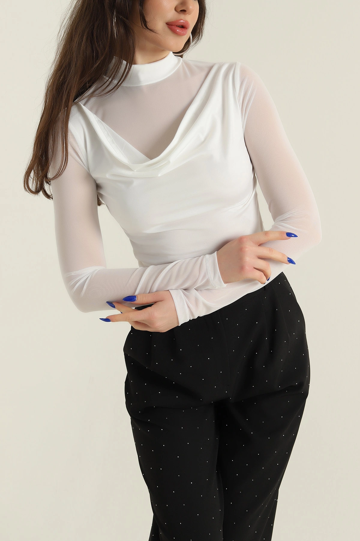 Kolları Tül Buzzy Kadın Bluz 427523