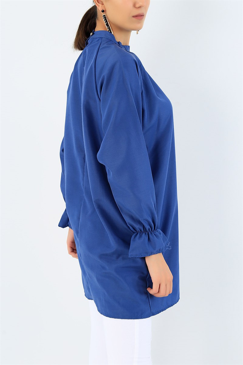 Kolu Büzgülü İndigo Tunik 36711