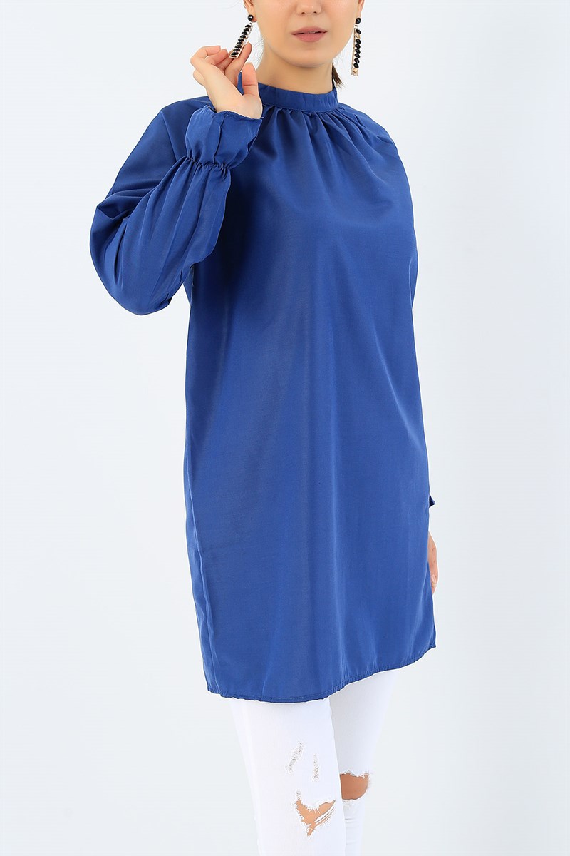 Kolu Büzgülü İndigo Tunik 36711