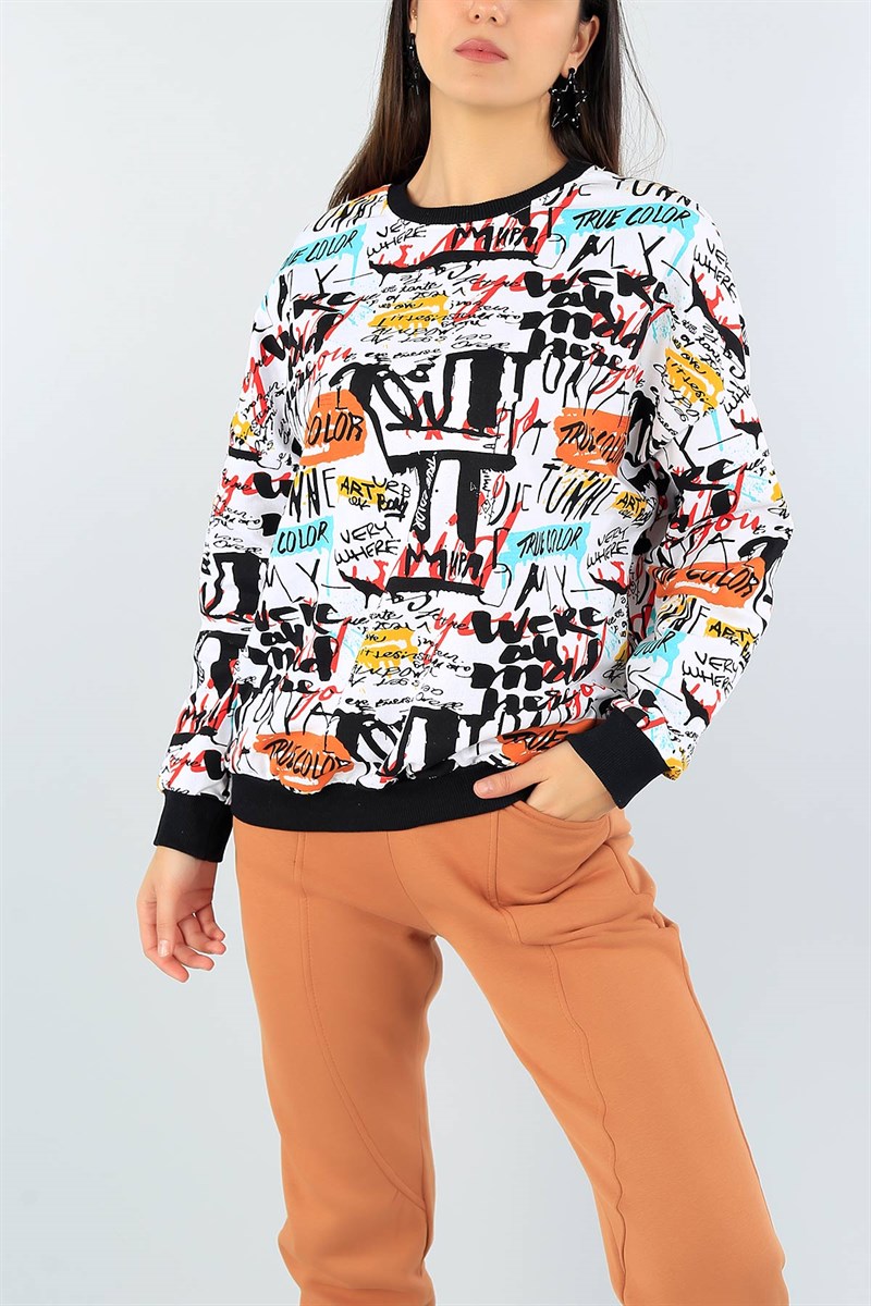 Komple Baskılı Bayan Sweat 44125