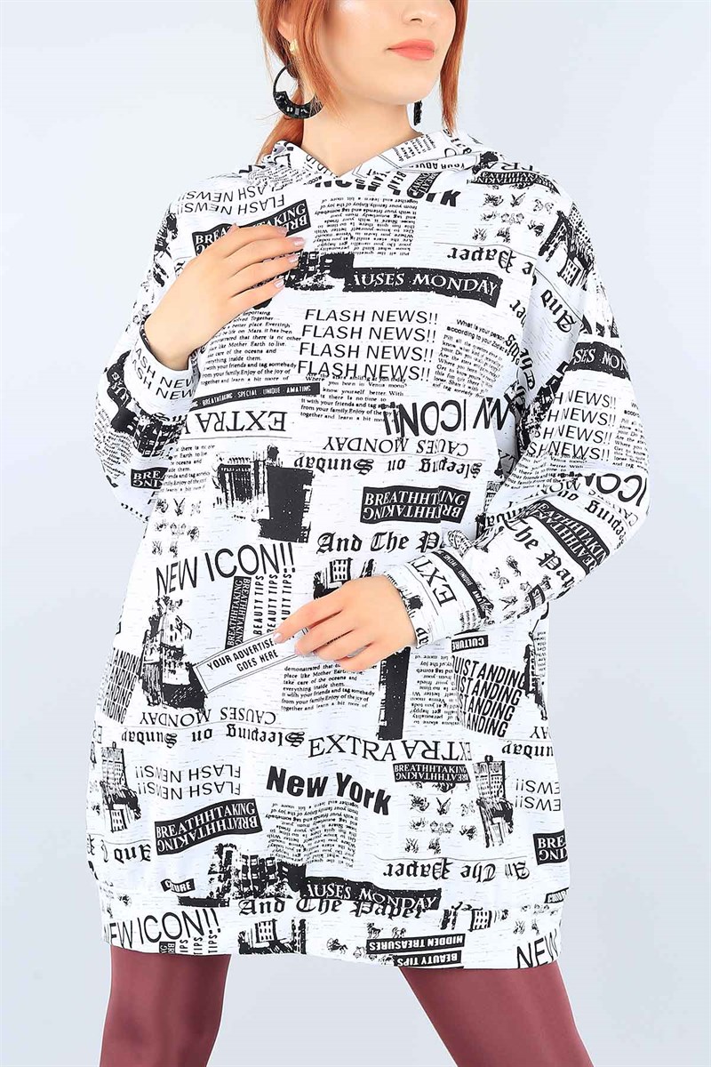 Komple Baskılı Kapüşonlu Tunik 38384