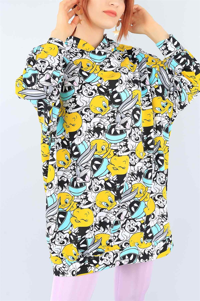 Komple Baskılı Kapüşonlu Tunik 38388