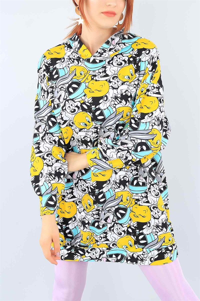 Komple Baskılı Kapüşonlu Tunik 38388