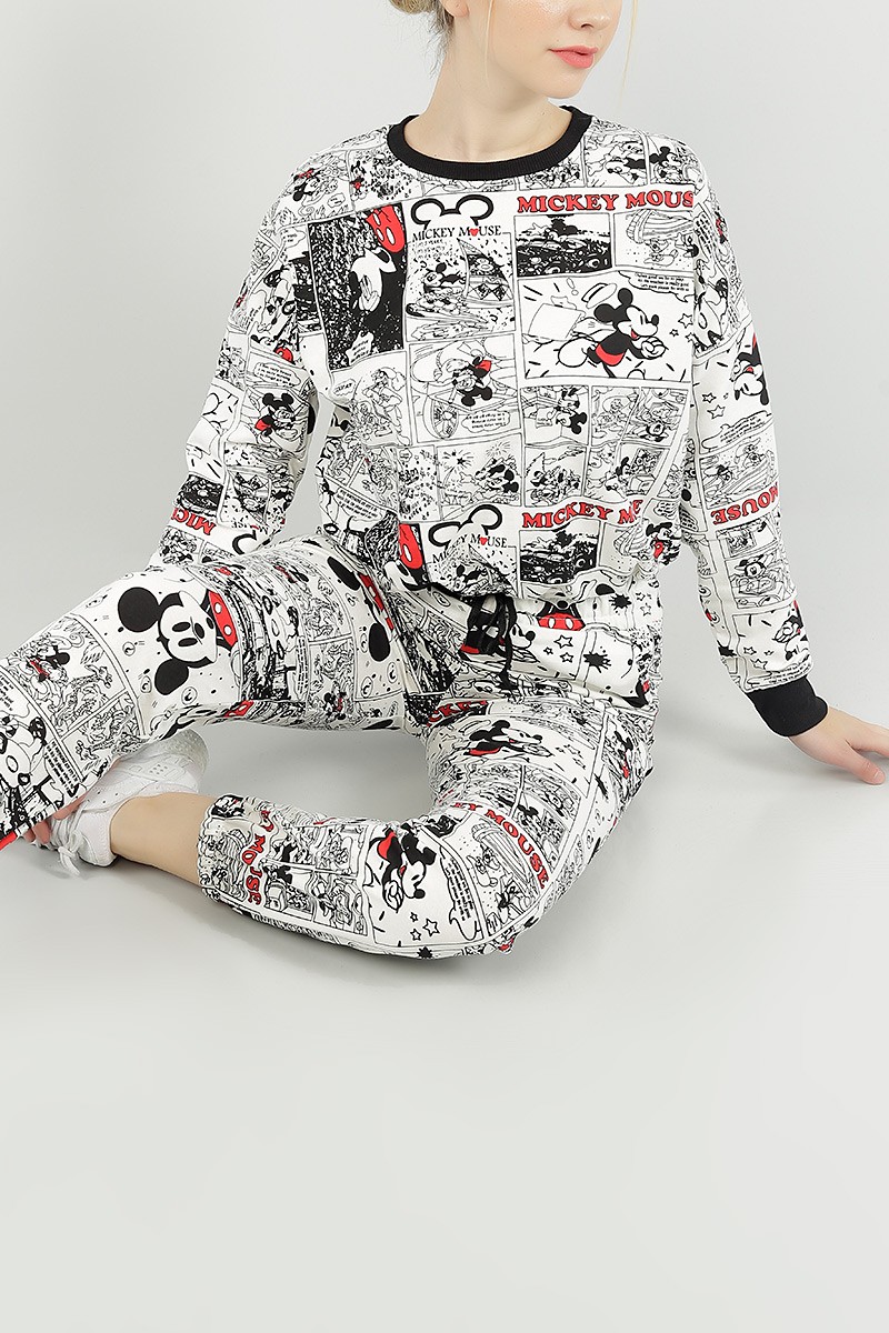 Komple Mickey Baskılı Bayan İkili Takım 73951