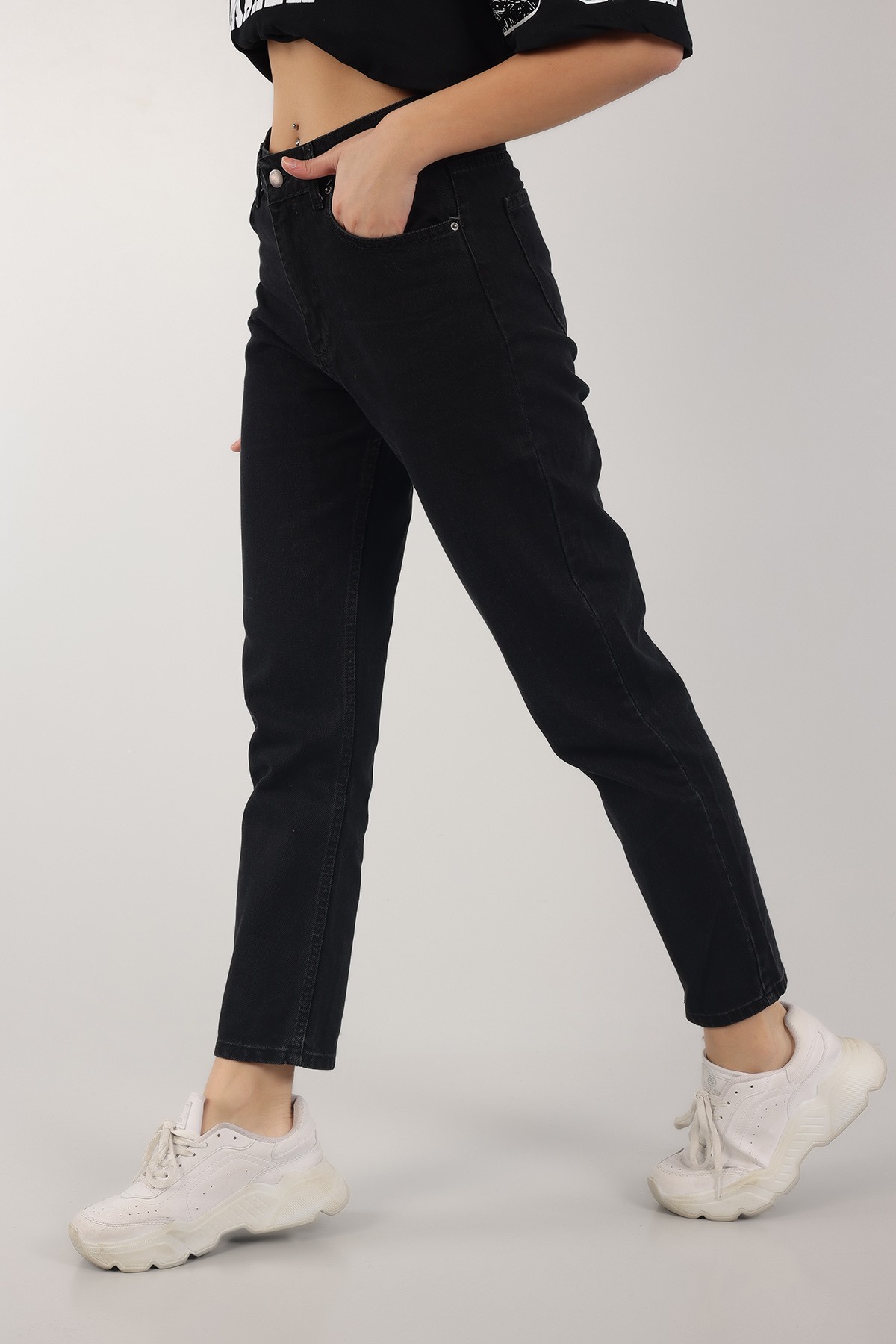 Koyu Füme Mom Bayan Kot Pantolon 153110