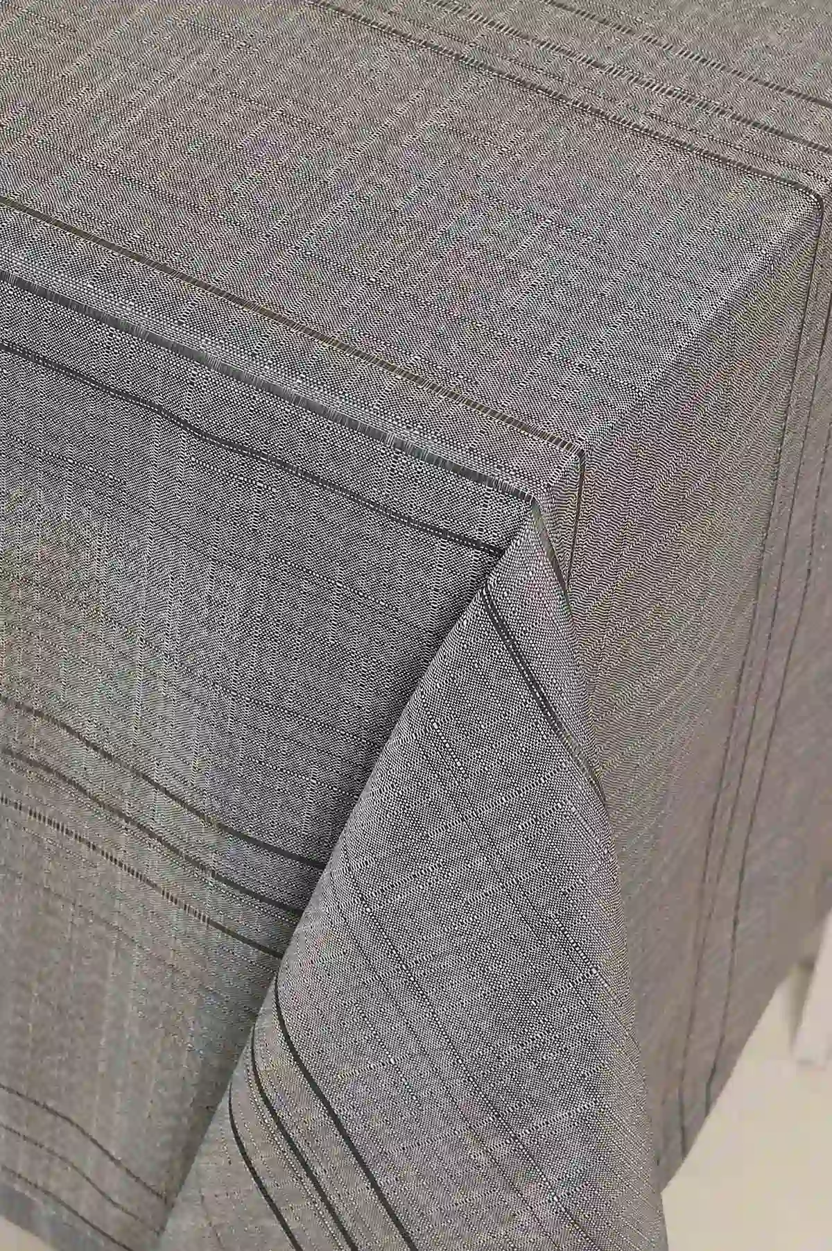 Koyu Gri 160x220 Çizgili Masa Örtüsü 379048