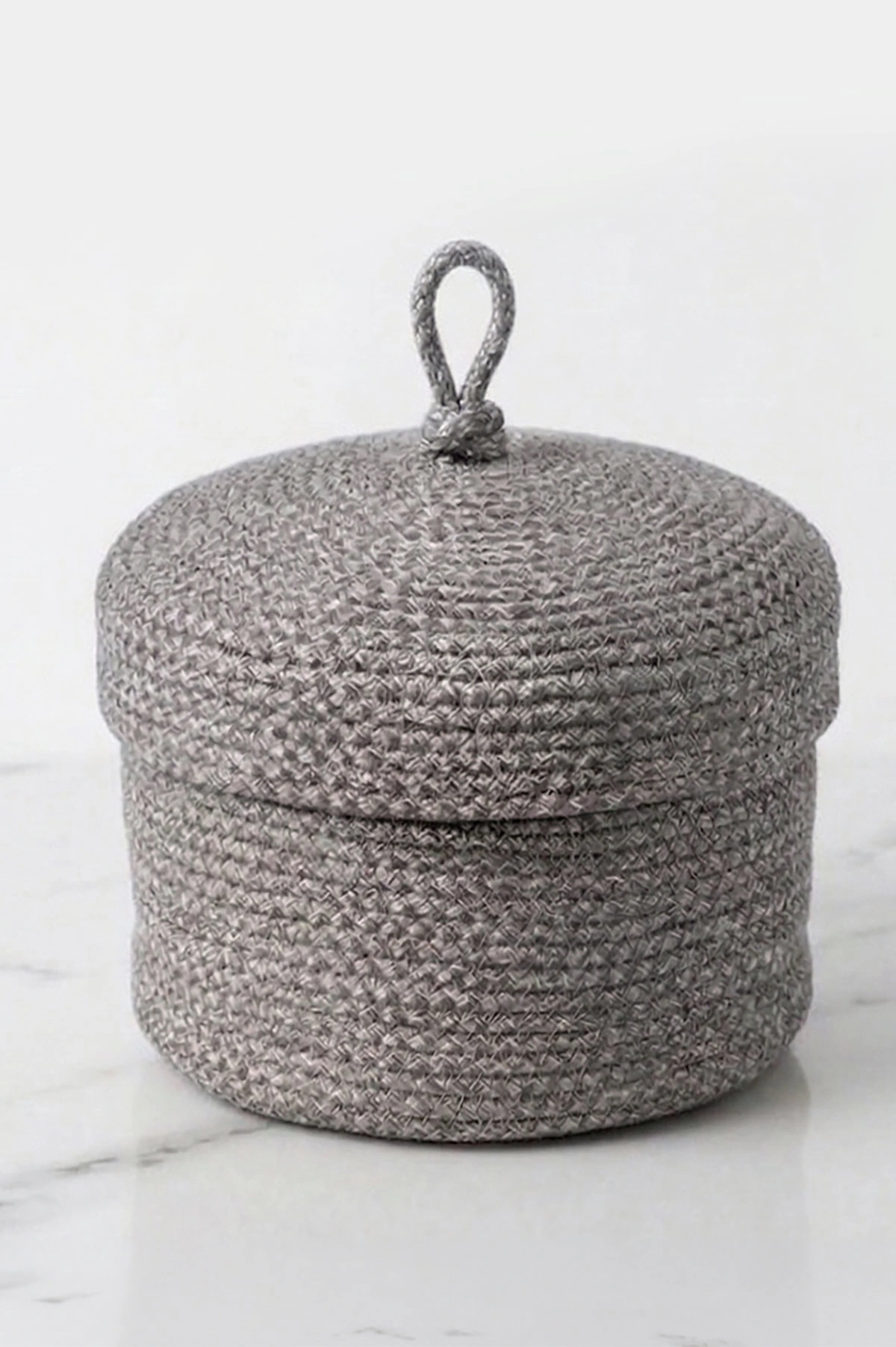 Koyu Gri 22x13 Cm  Gri Bella Home Örgü Kapaklı Sepet - Düzenleyici - Organizer  447857