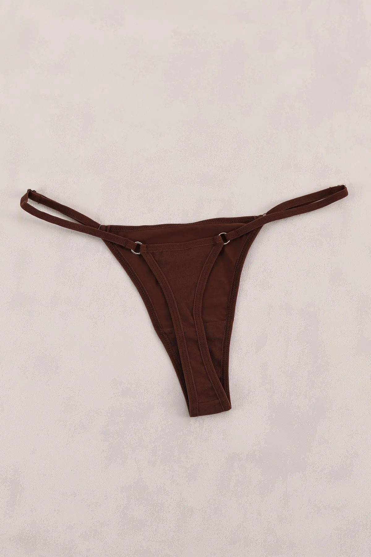 Koyu Kahve Beli Ayarlanabilir Kadın Tanga Külot 415962