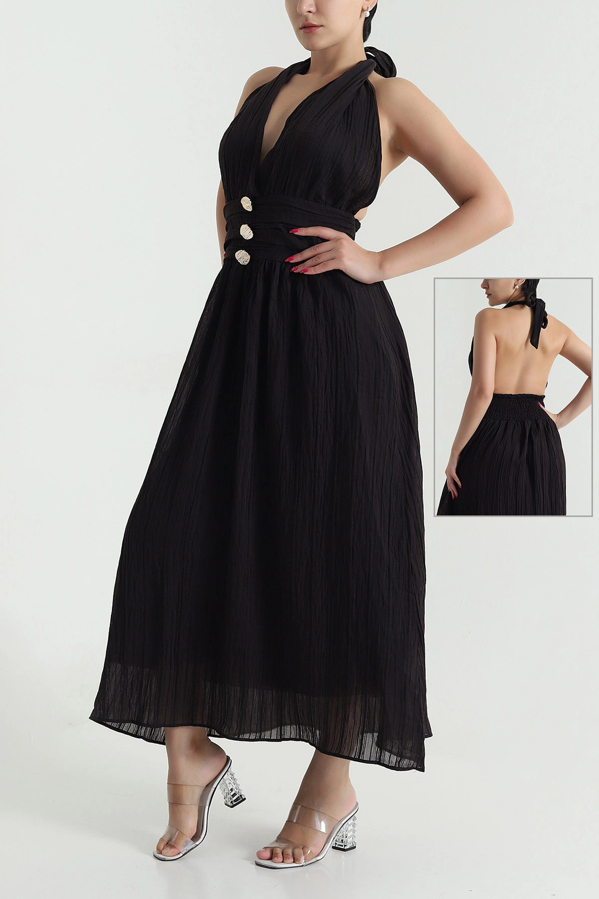 Koyu Kahve Gipeli Tencel Kadın Elbise 478563