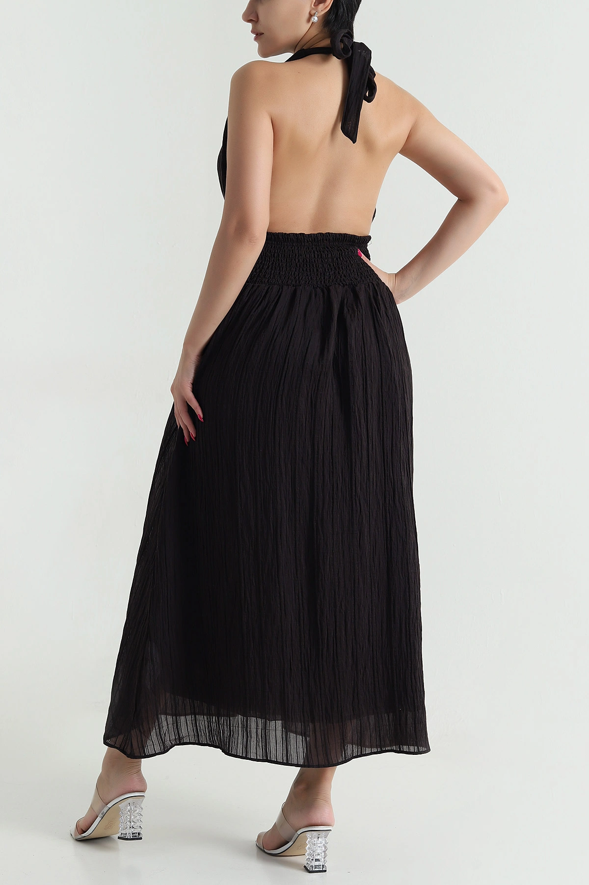 Koyu Kahve Gipeli Tencel Kadın Elbise 478563