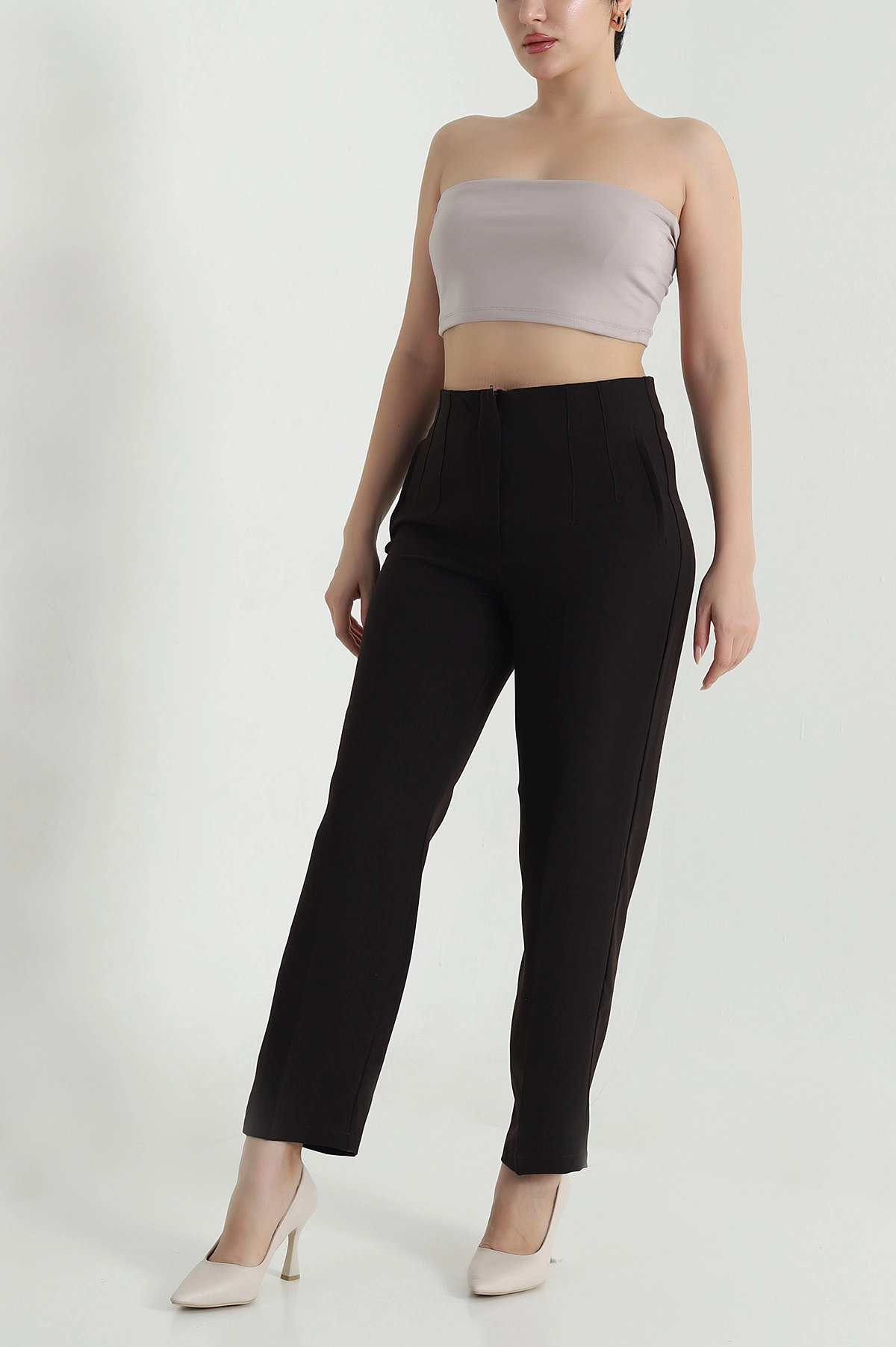 Koyu Kahve İthal Crep Kadın Pantolon 470225