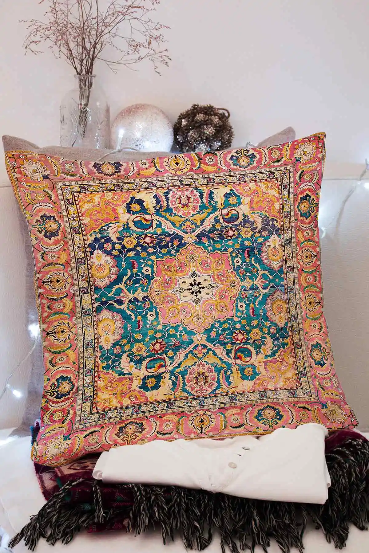 43x43 Dijital Baskılı Fermuarlı Modern Kırlent Kılıfı 308761