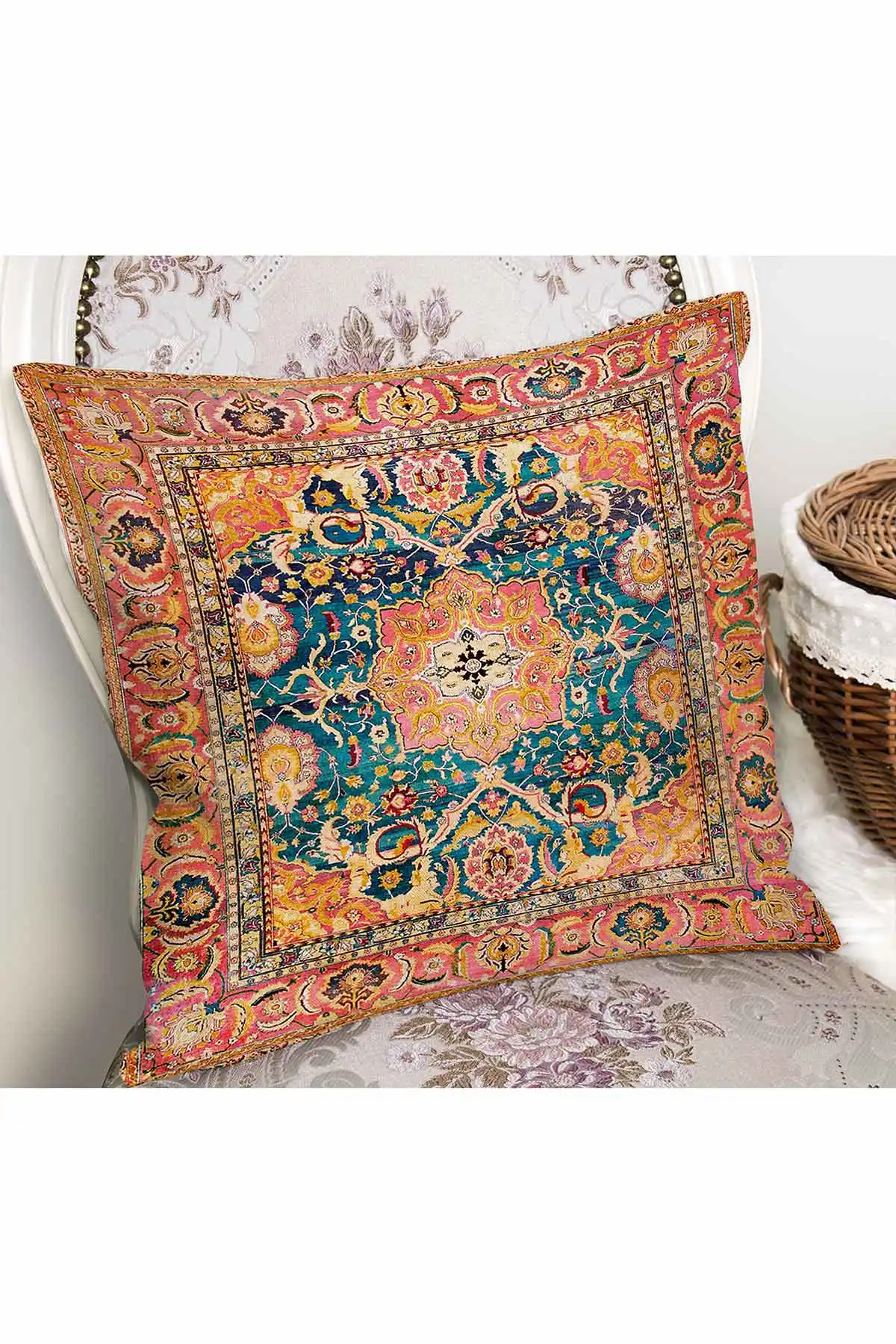 43x43 Dijital Baskılı Fermuarlı Modern Kırlent Kılıfı 308761