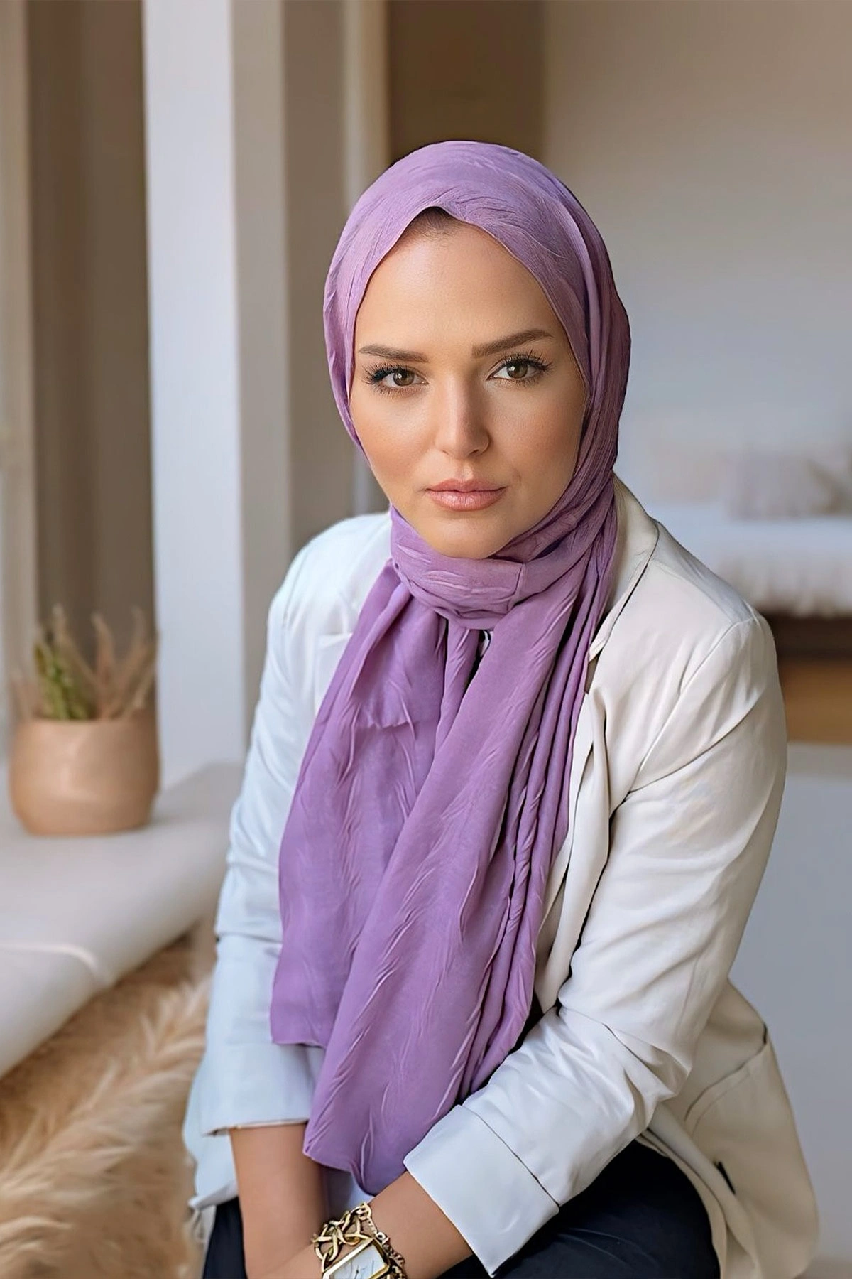 Lila 75x180 Piliseli Bambu Şal 282793
