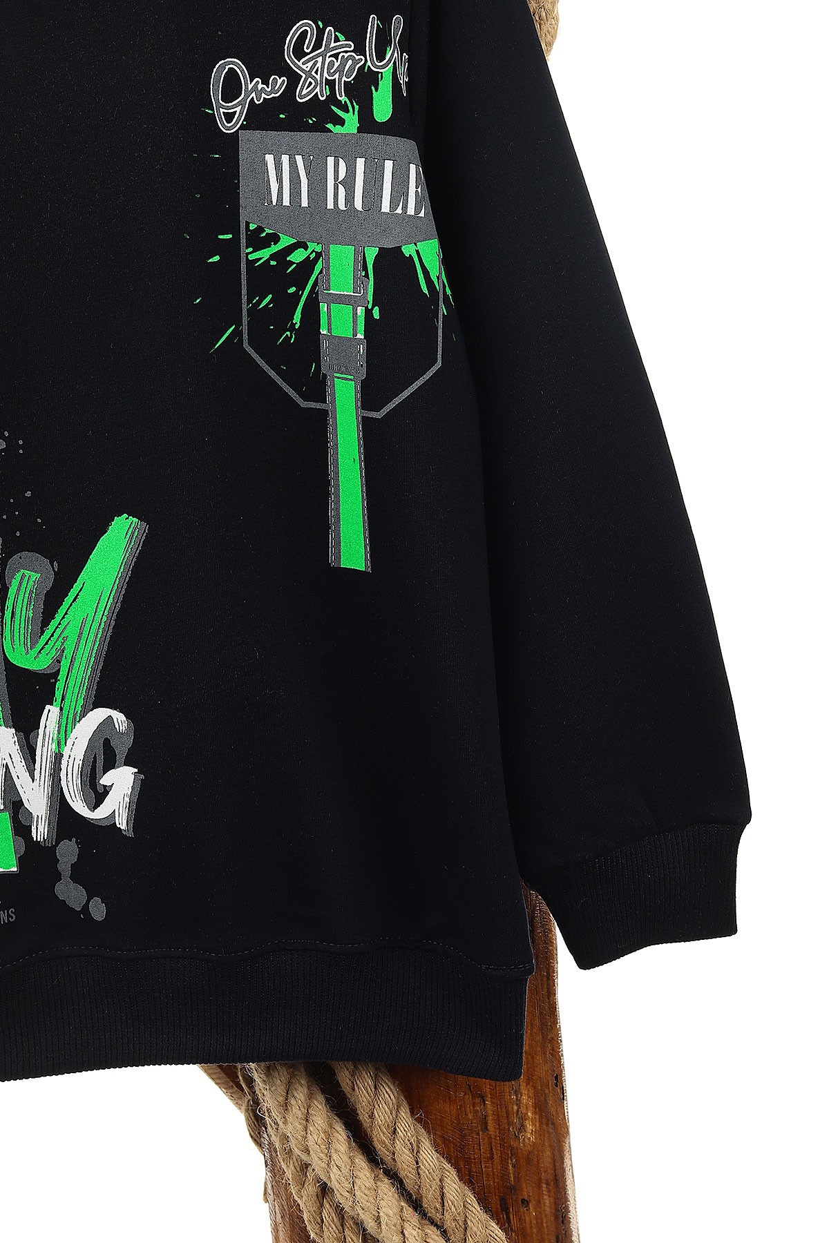 Koyu Lacivert (9-12 Yaş) Stay Strong Baskılı Erkek Çocuk Sweat 150907
