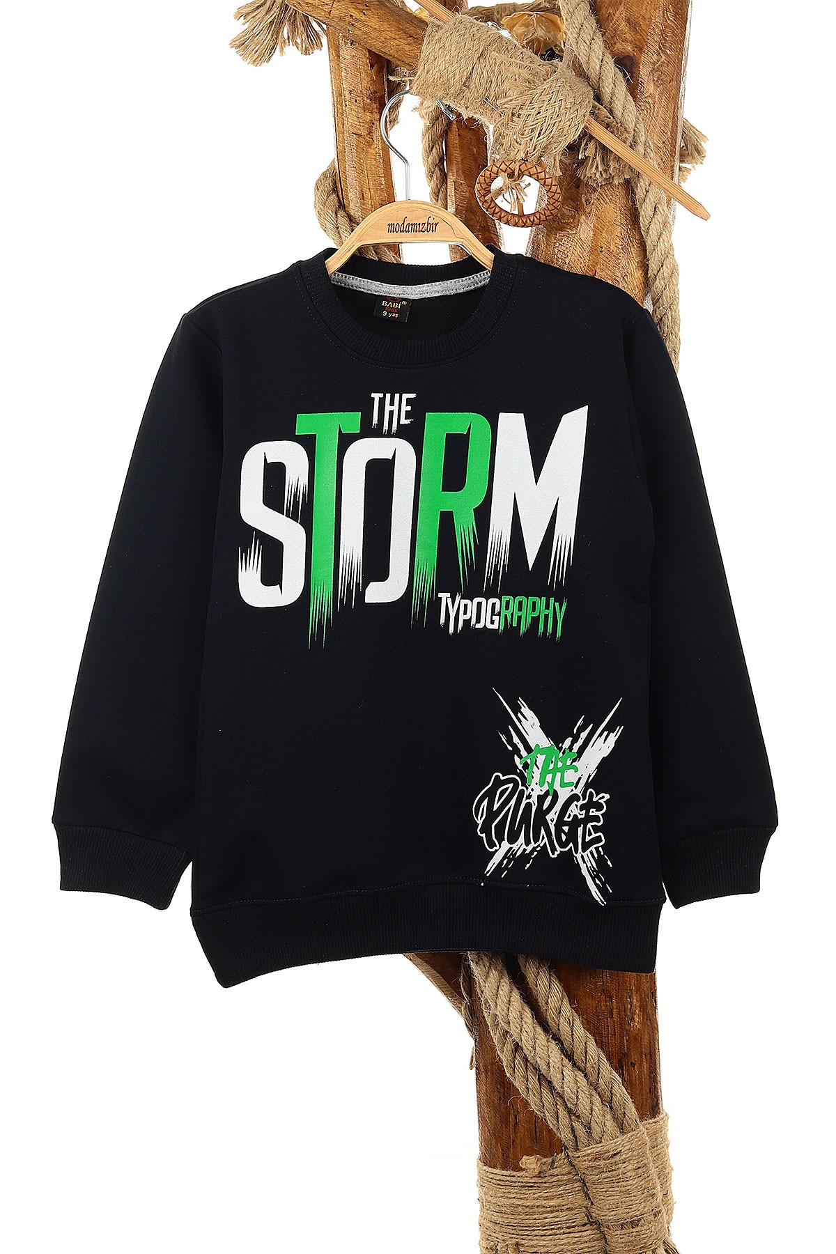 Koyu Lacivert (9-12 Yaş) The Storm Baskılı Erkek Çocuk Sweat 150949