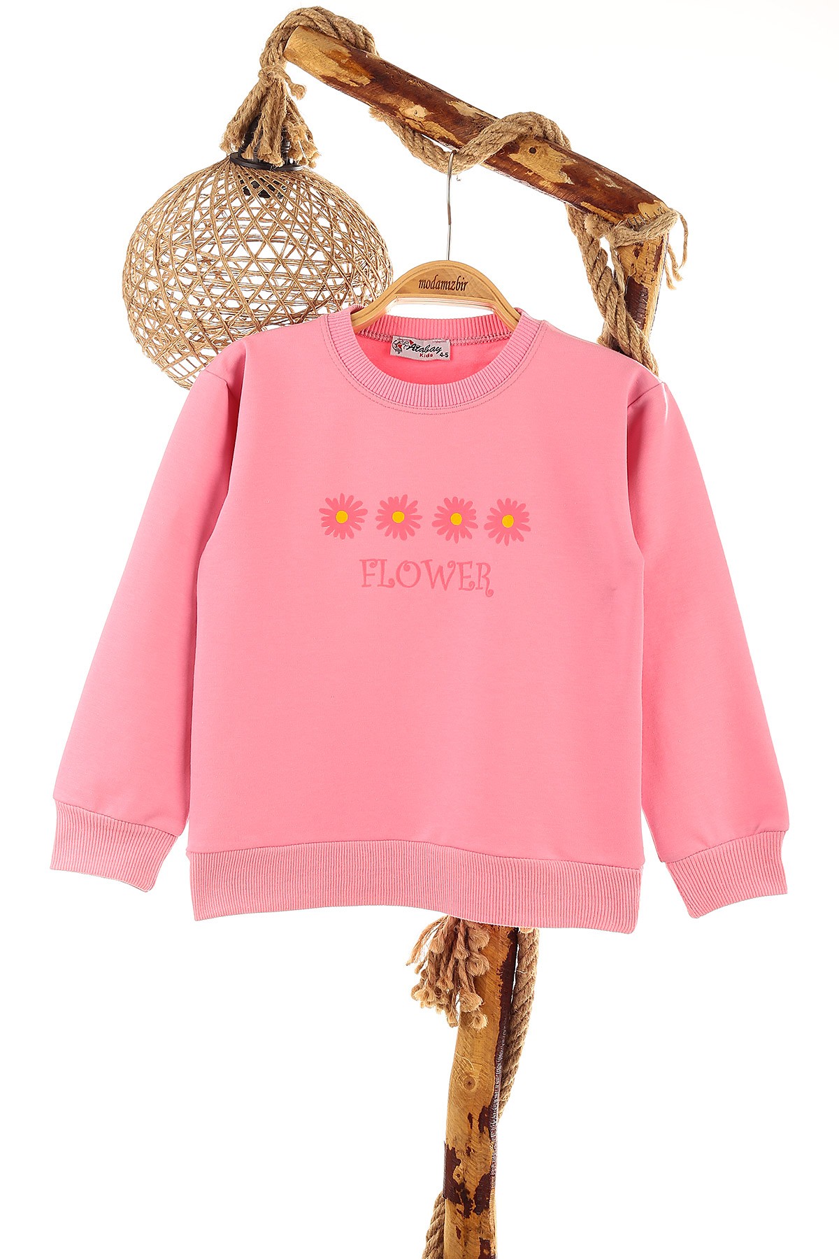 Koyu Pembe (1-4 Yaş) Flower Papatya Baskılı Kız Bebe Sweat 155248