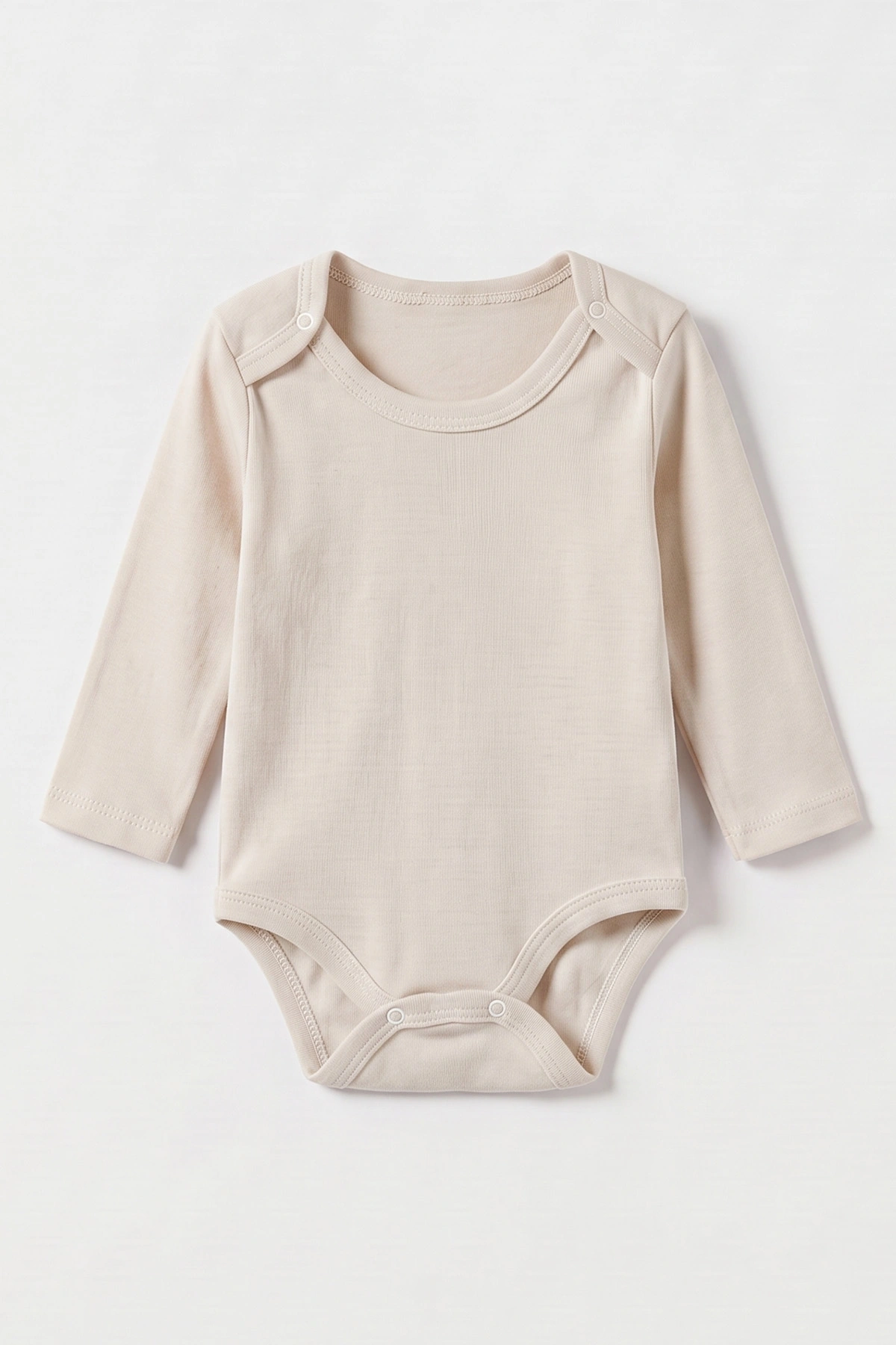 Krem (0-9 Ay )  Düz   Uzun Kollu   Bebek & Çocuk Çıtçıtlı Badi 480344