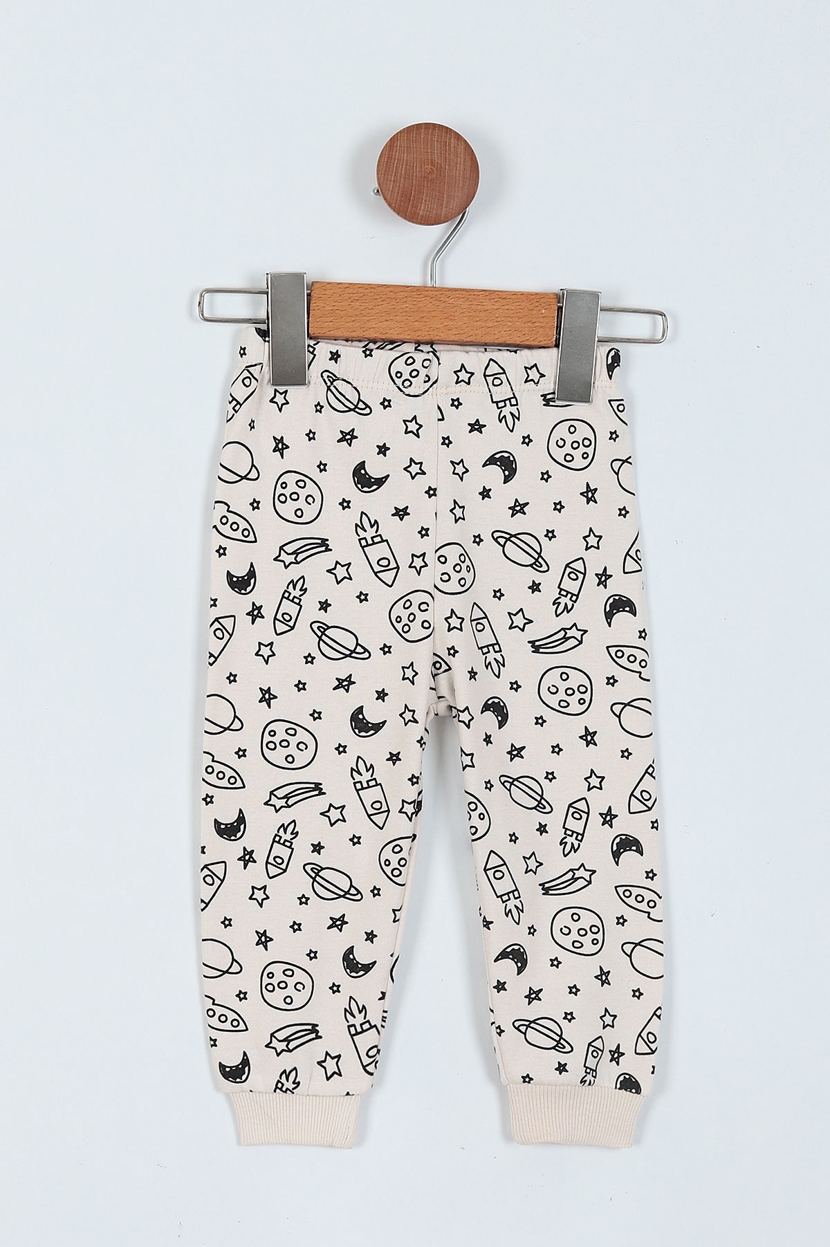 Krem (1-3 Yaş) Uzay Baskılı Erkek Çocuk Pijama Takım 219574