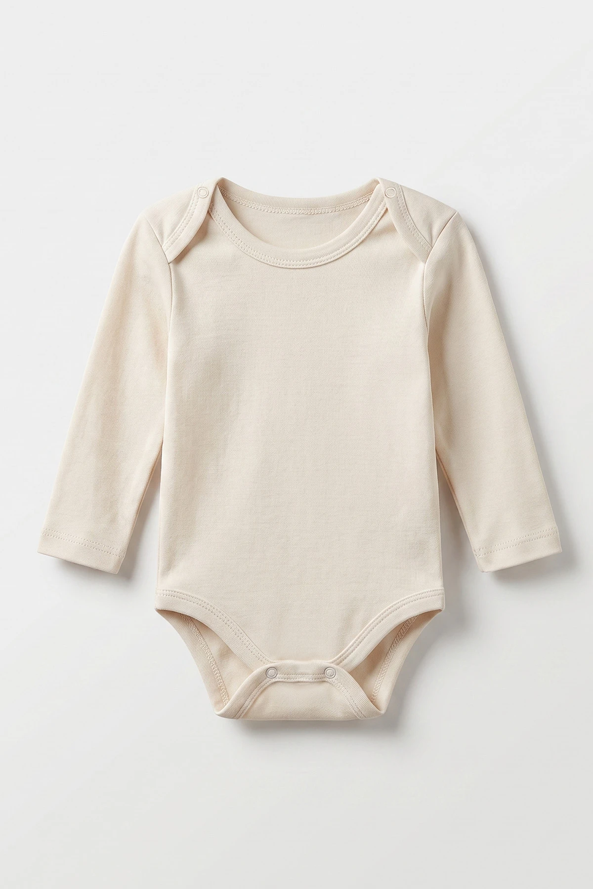 Krem (1-3 Yaş)  Uzun Kollu  Düz Bebek & Çocuk Çıtçıtlı Badi 480304