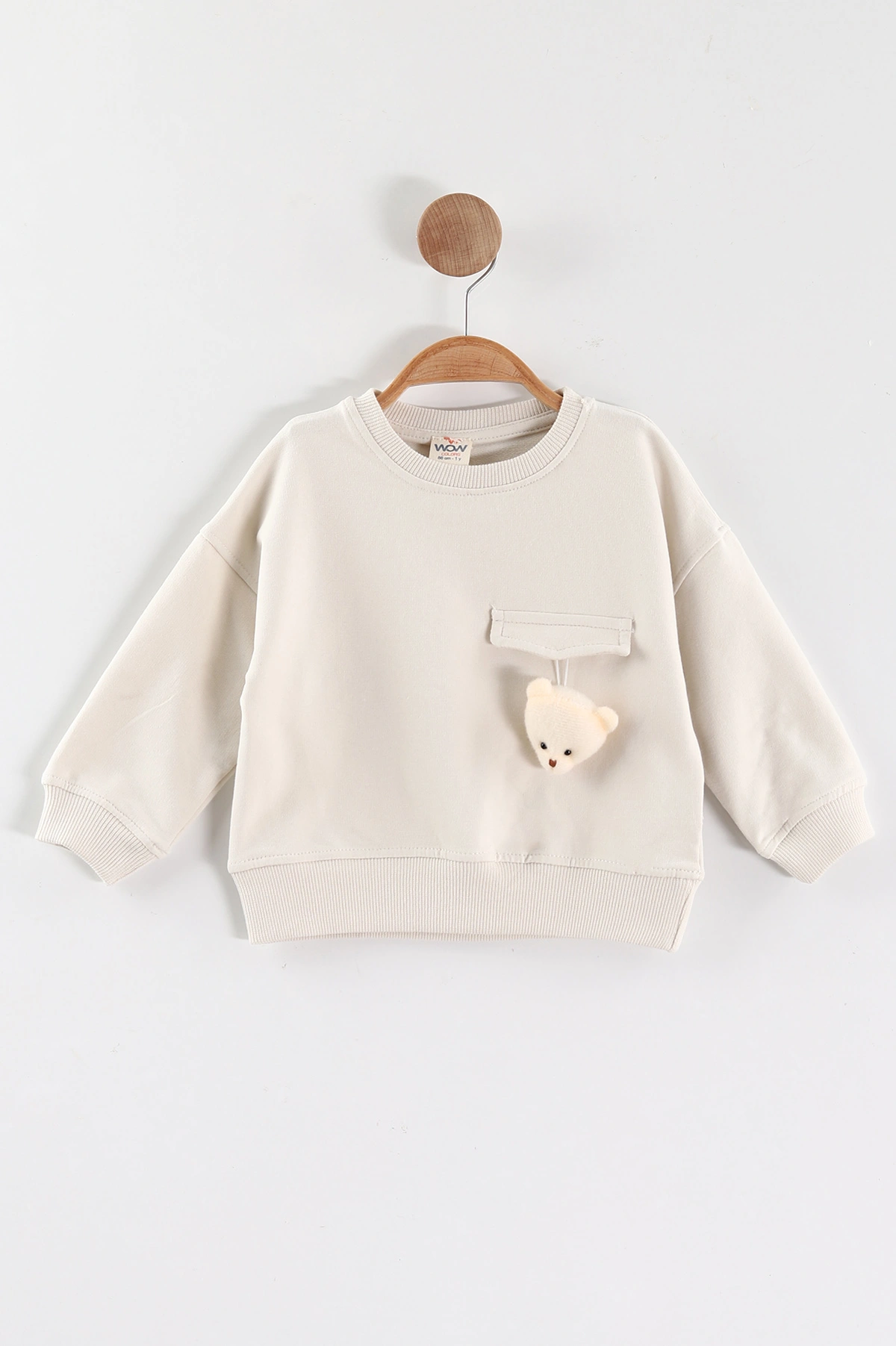 Krem (1-4 Yaş)Ayıcık Aksesuarlı Erkek Çocuk Sweatshirt 432821