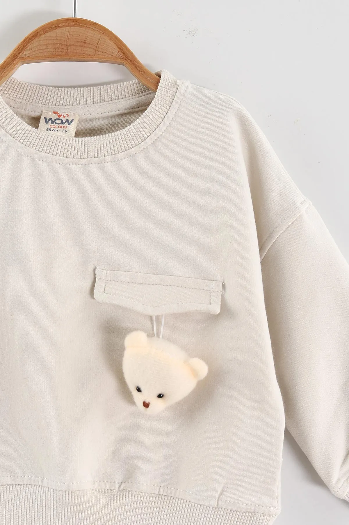 Krem (1-4 Yaş)Ayıcık Aksesuarlı Erkek Çocuk Sweatshirt 432821